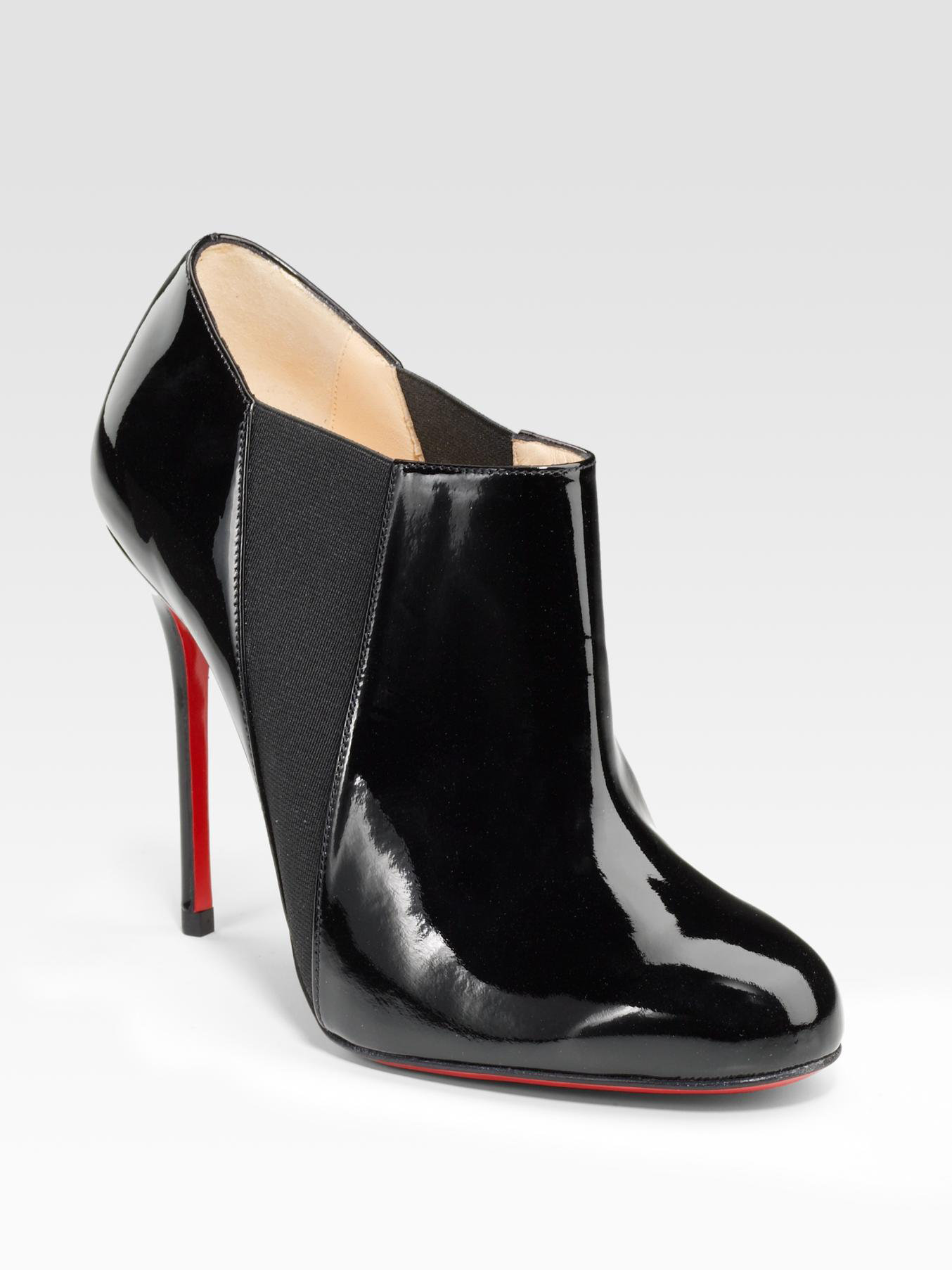Christian louboutin Patent Leather Ankle Boots in Black | Lyst
