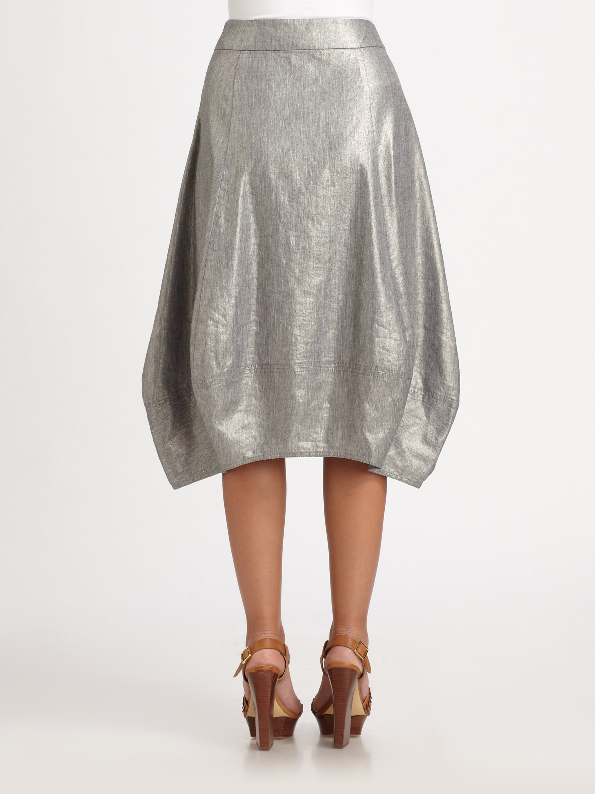 Eileen Fisher Shimmering Lantern Skirt in Silver (Metallic) - Lyst