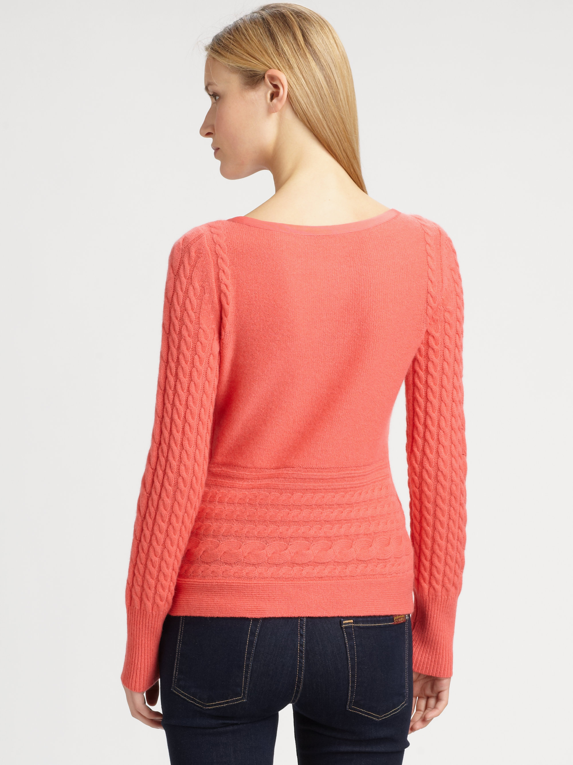 Elie Tahari Drew Cashmere Sweater in Orange - Lyst