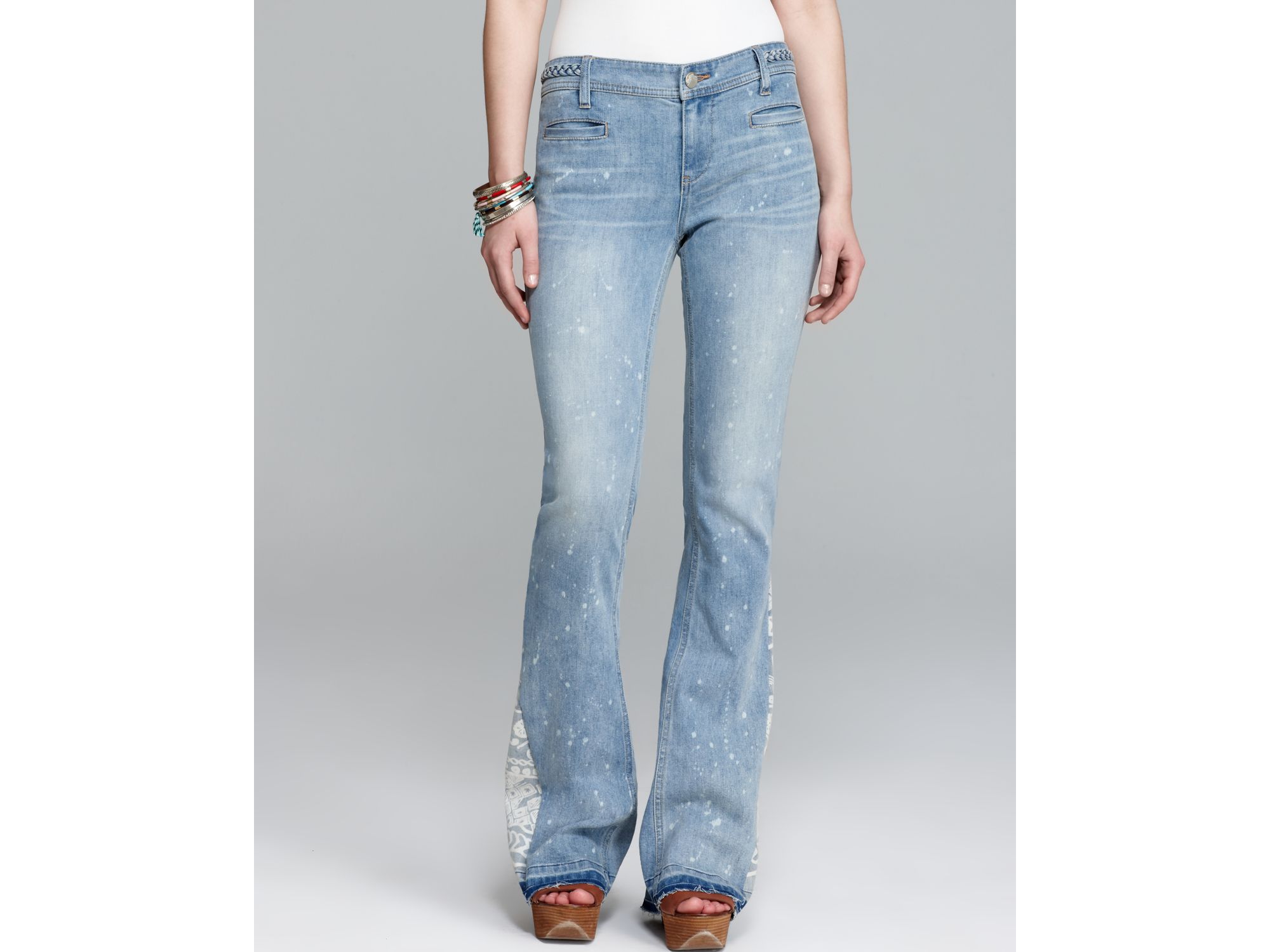 Free People Jeans Century Denim Braided Mermaid Flare In Blue Lyst 