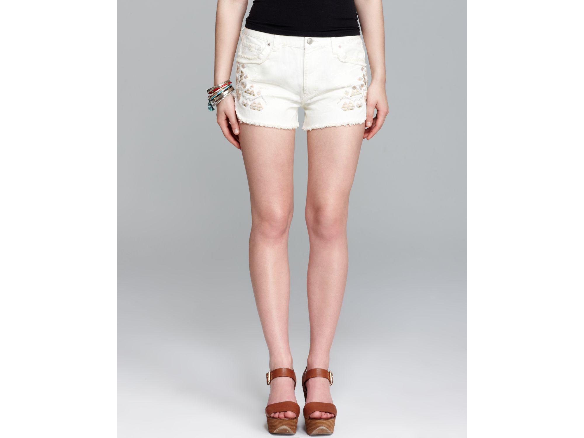 free people white jean shorts