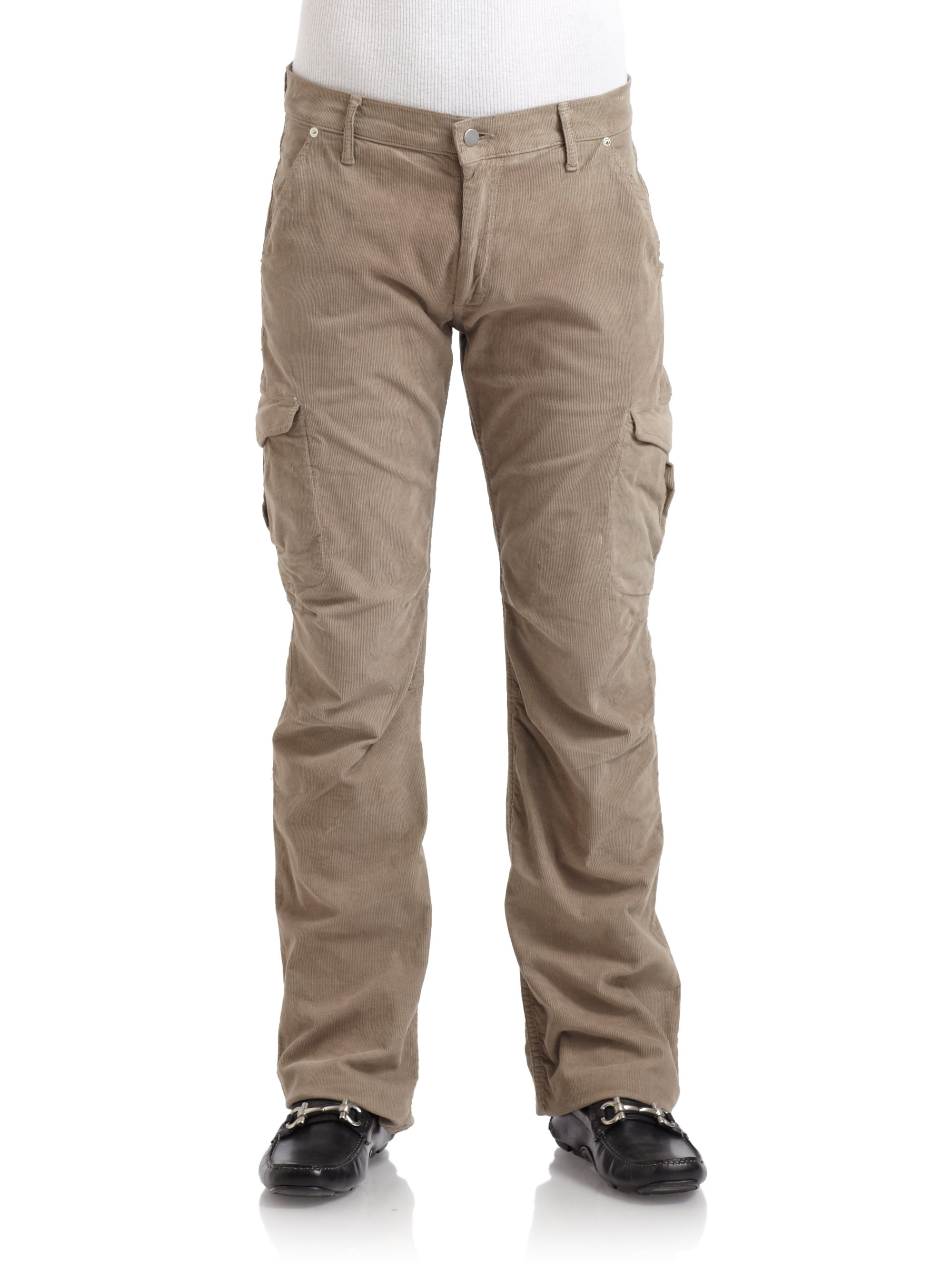 Saks fifth avenue Corduroy Cargo Pants in Natural for Men | Lyst