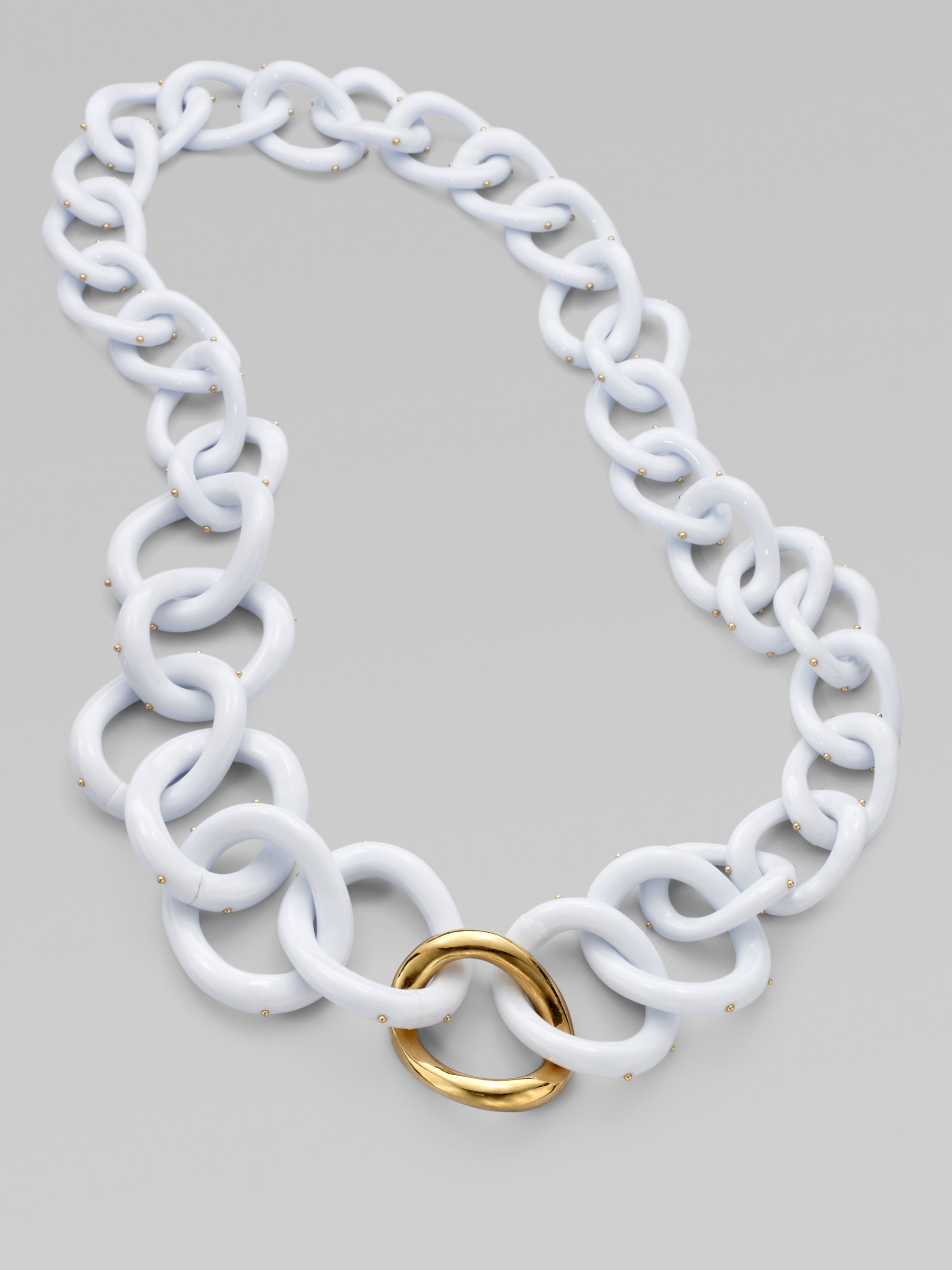 Kara Ross Chunky Resin Link Necklace in White | Lyst