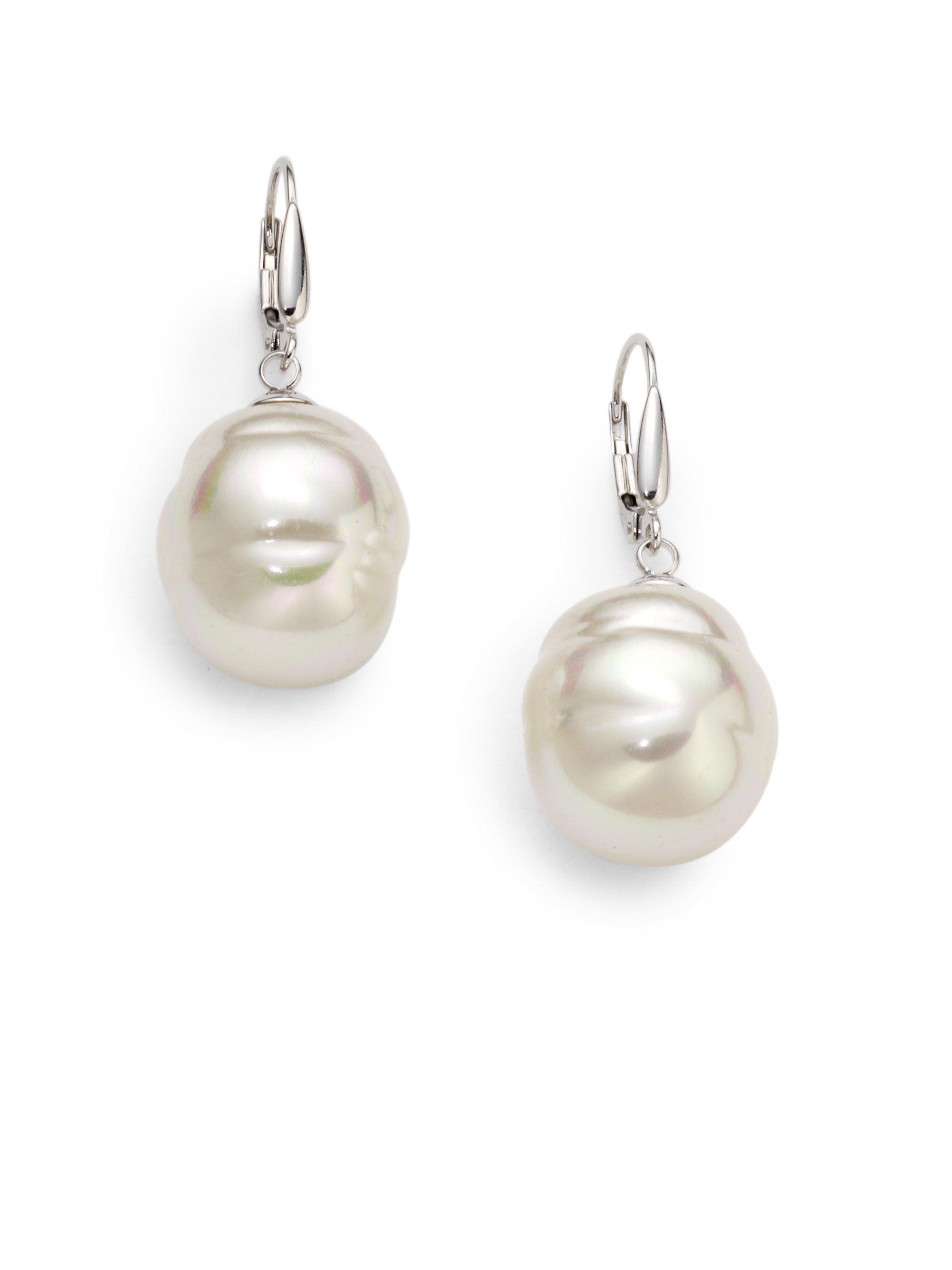 Lyst Majorica 16mm White Baroque Pearl Sterling Silver Drop Gallery