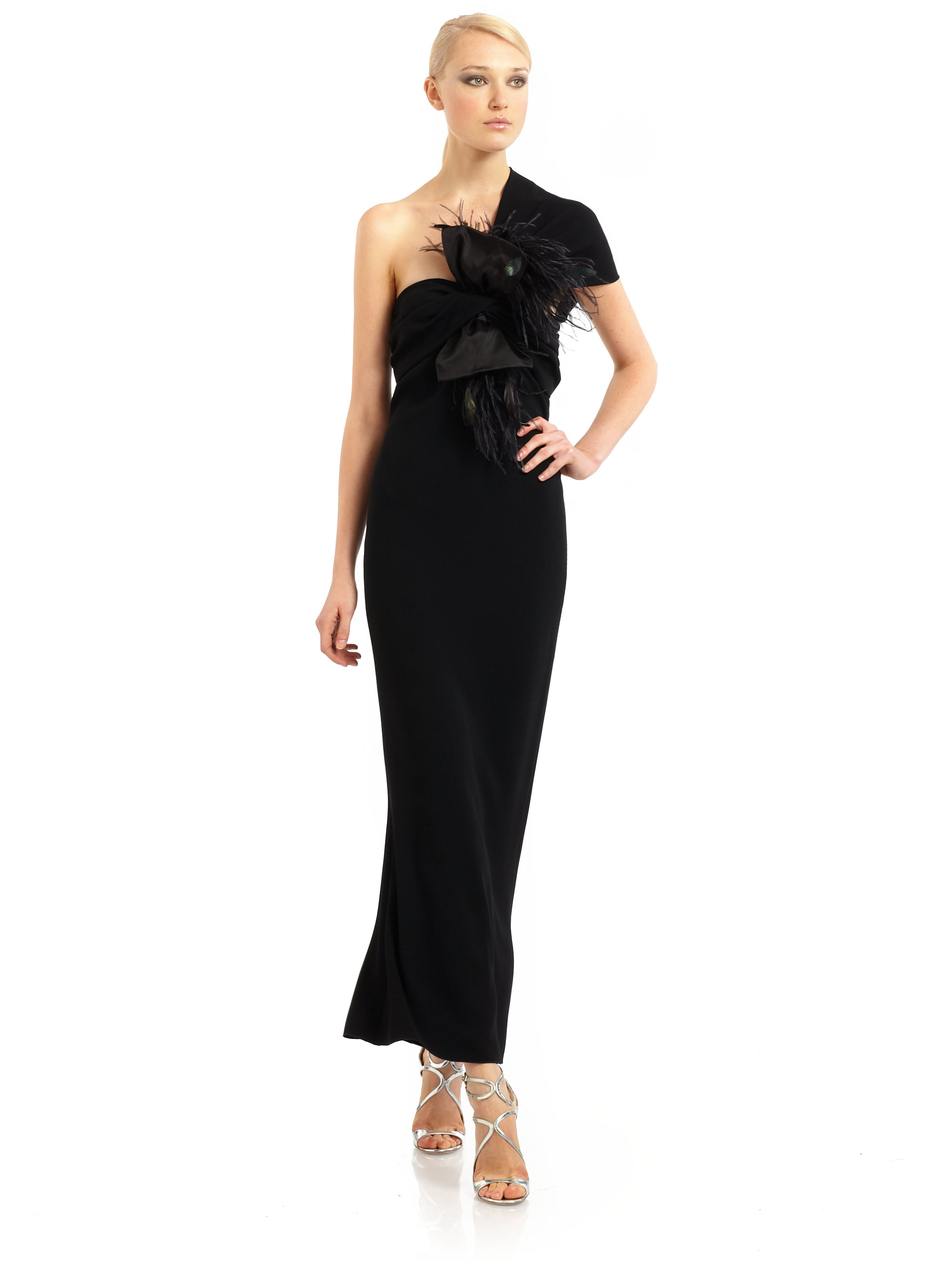 One Shoulder Feather Dress