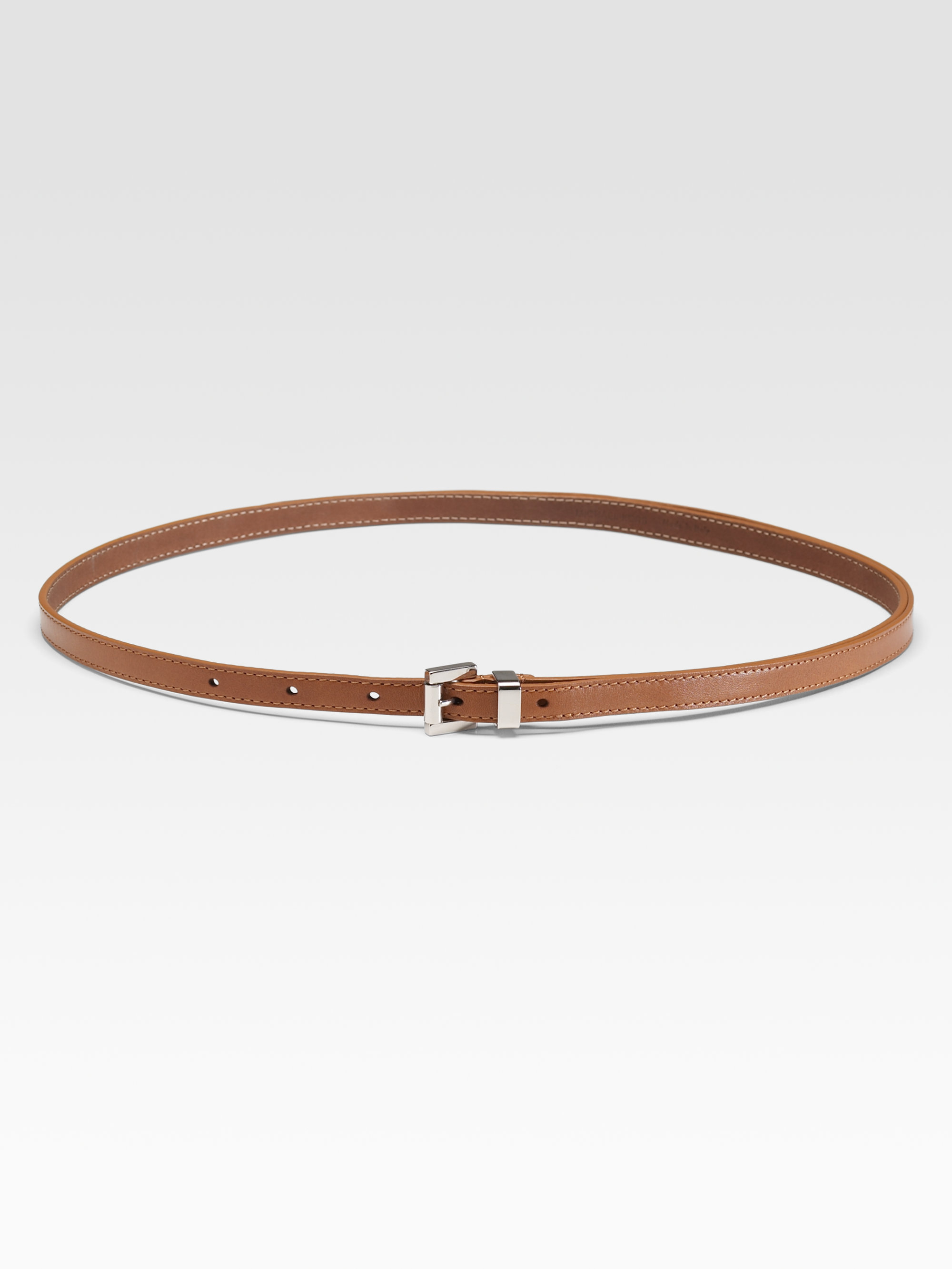 Michael Kors Leather Skinny Waist Belt in Brown - Lyst