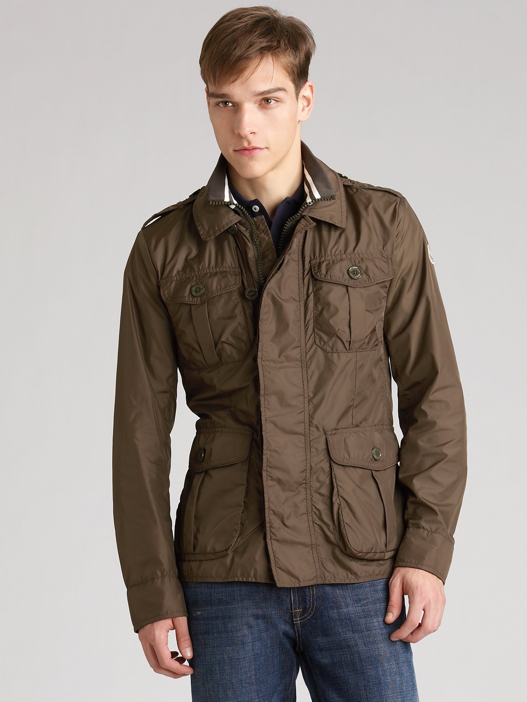 Lyst - Moncler Field Jacket in Brown for Men