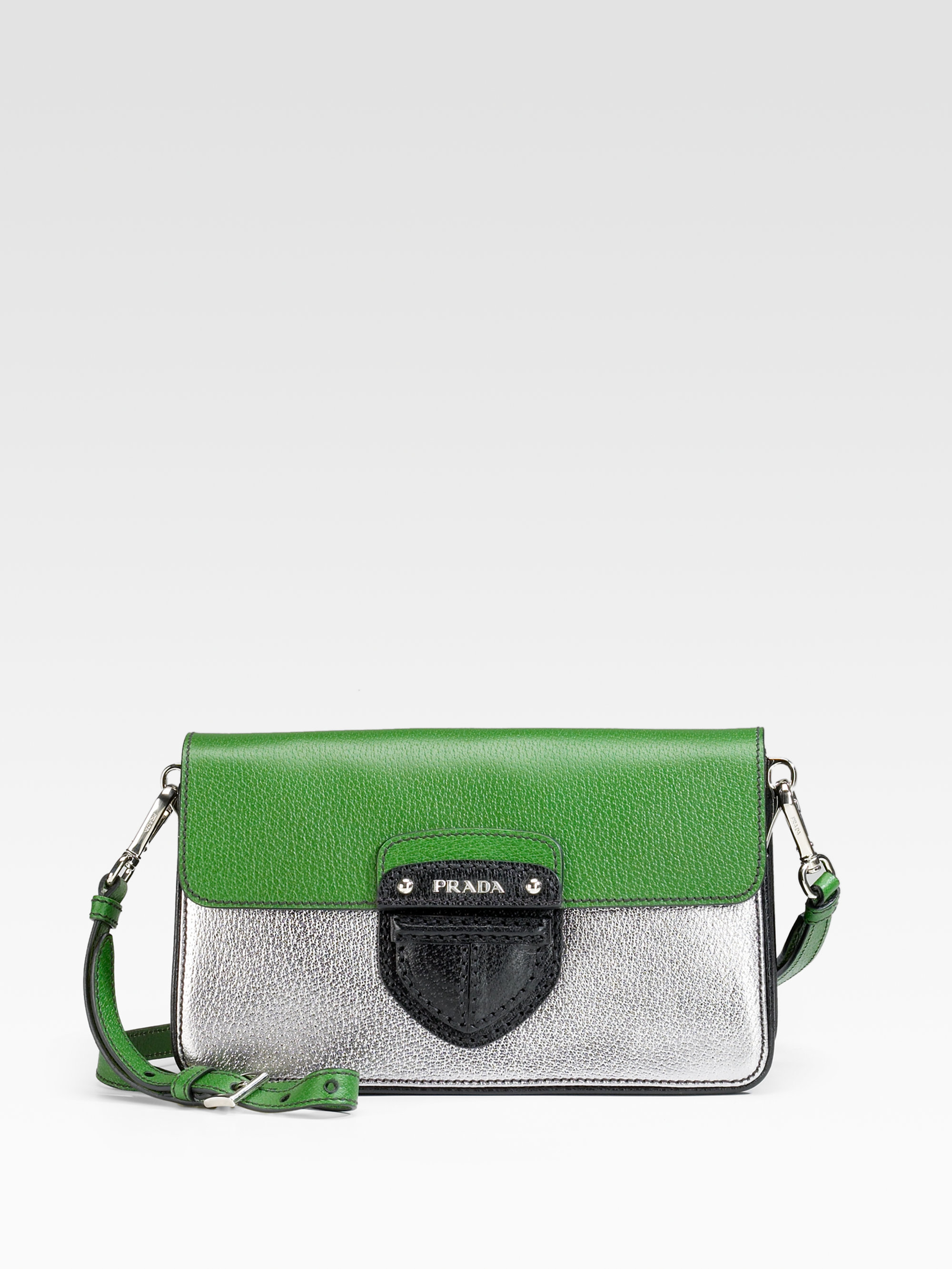 Prada Cinghiale Color Flap Bag in Green (green-silver) | Lyst  