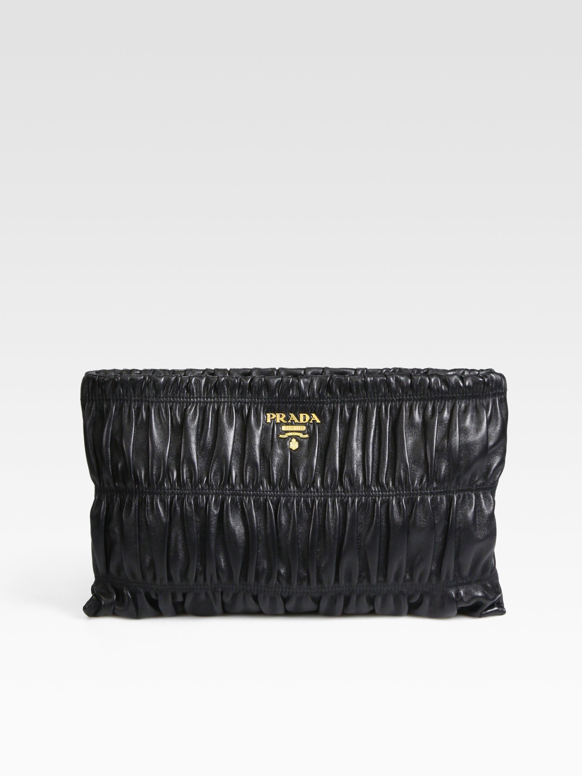 Prada Nappa Gaufre Large Clutch in Black | Lyst