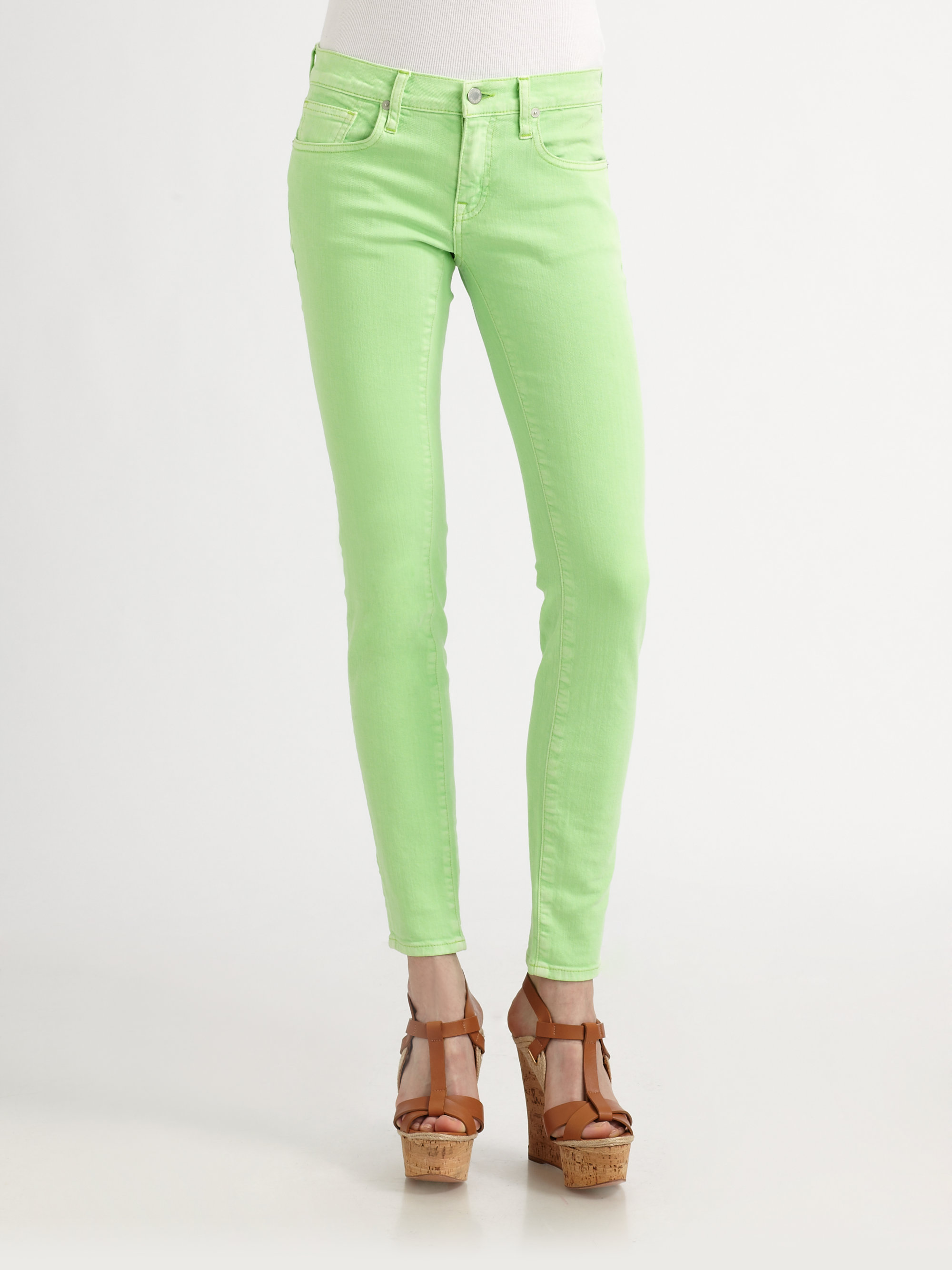 bright green skinny jeans