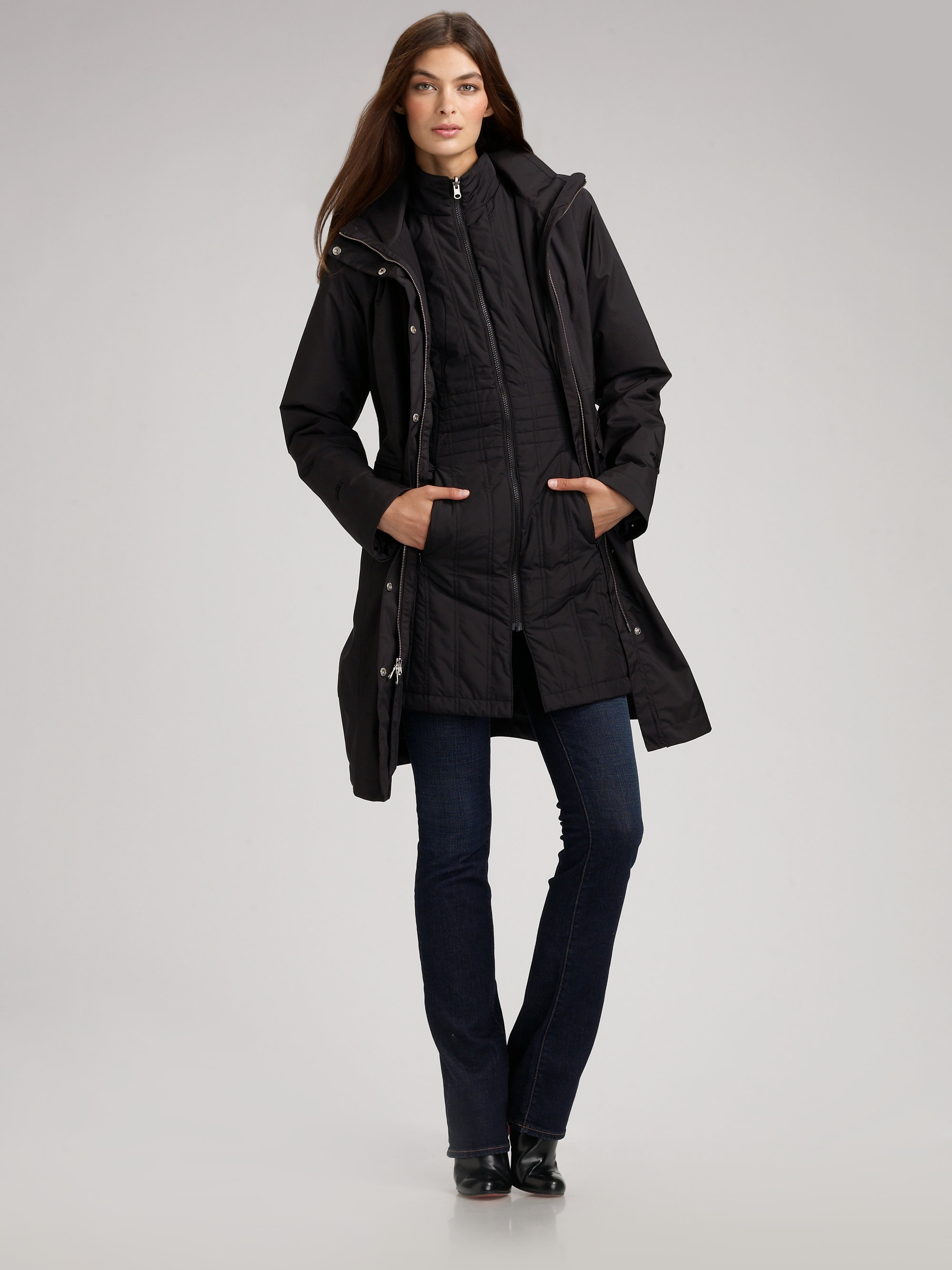 The North Face Three in one Lauren Trench Coat in Black - Lyst