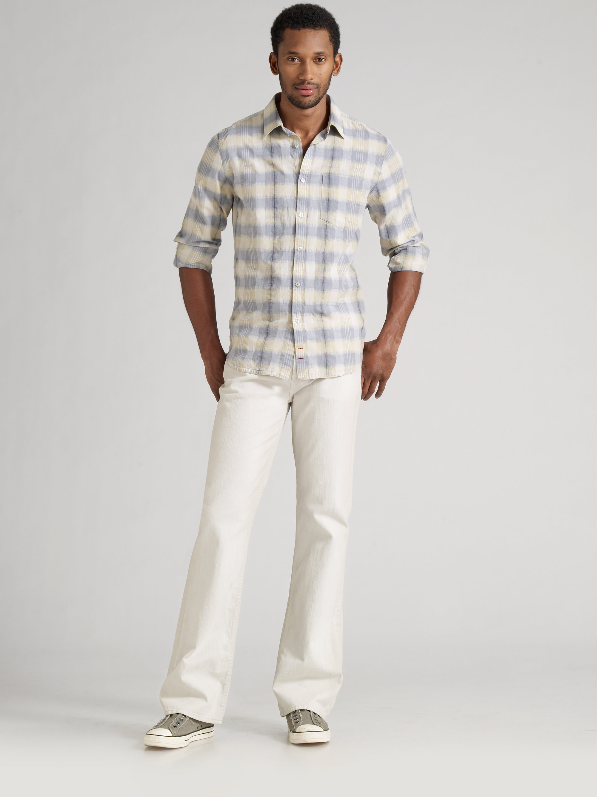 white bootcut jeans for men