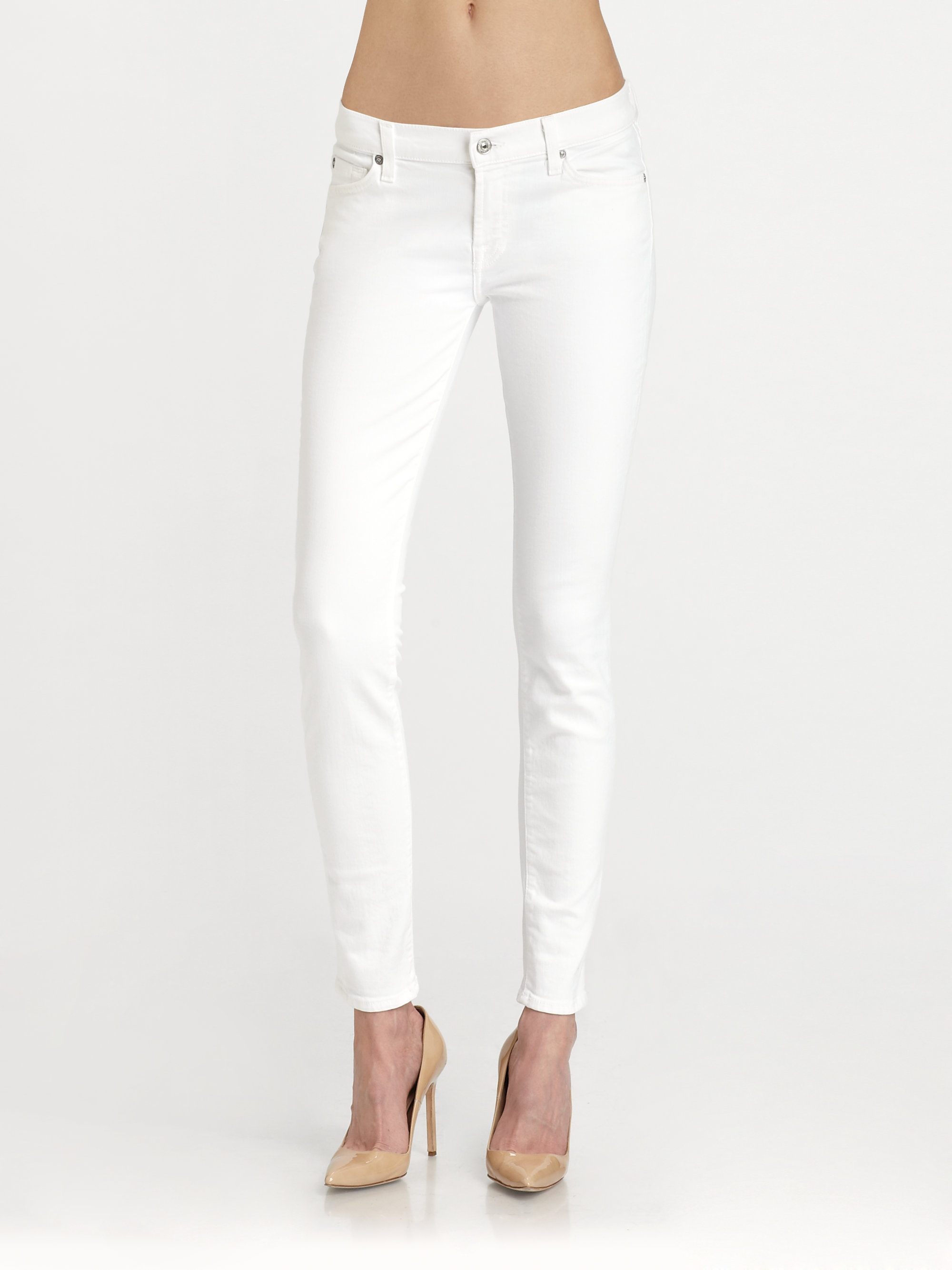 7 For All Mankind The Skinny Slim Illusion Jeans In White Lyst