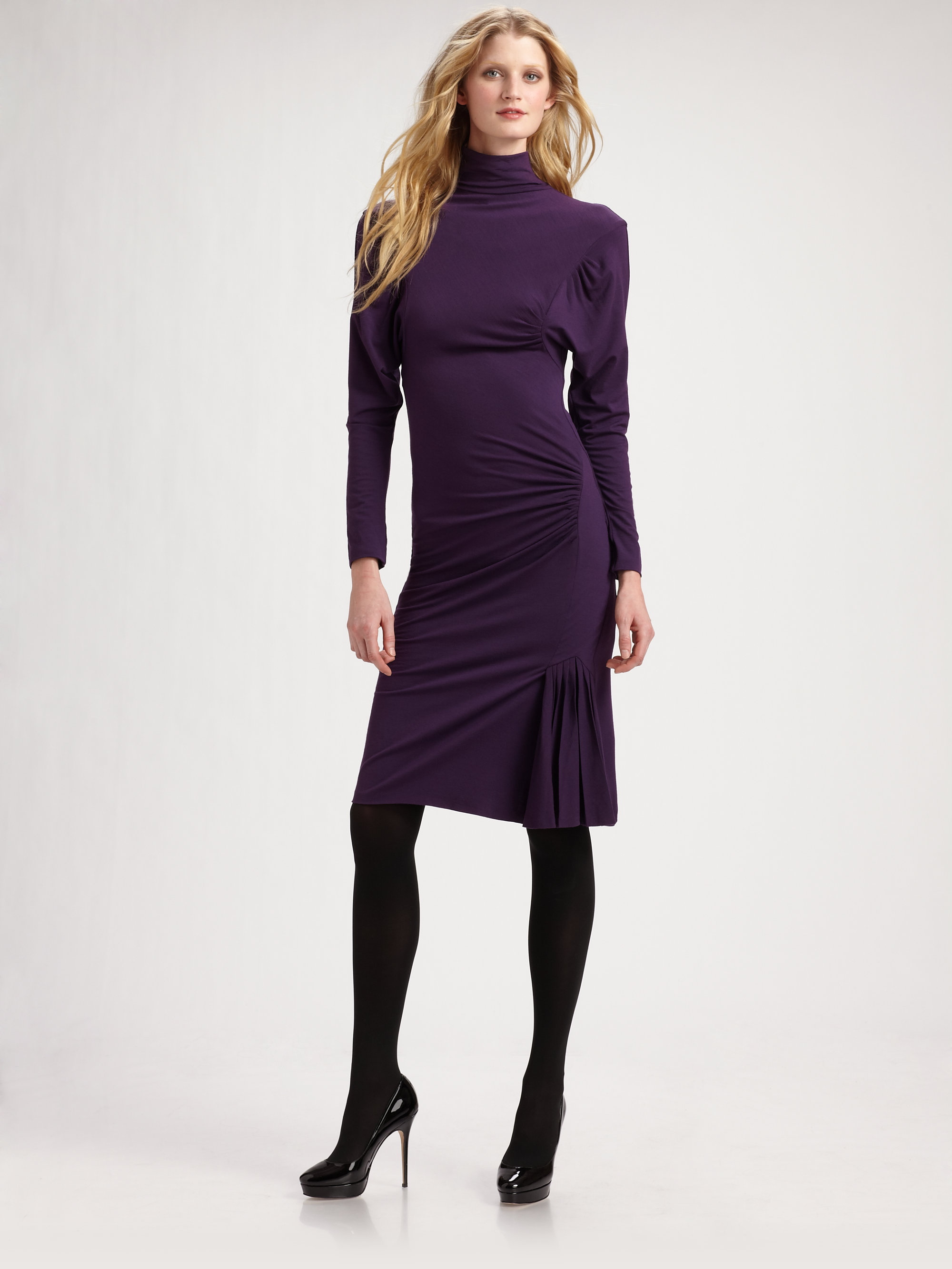 purple turtleneck dress