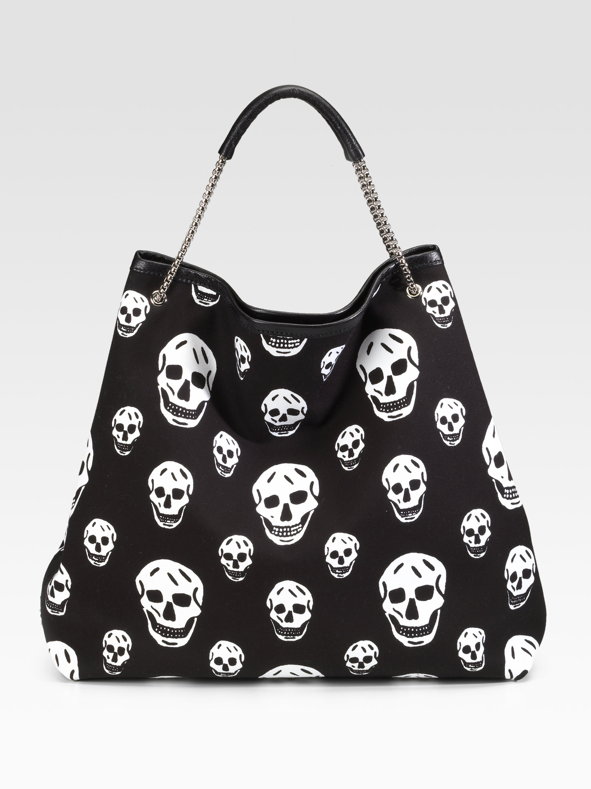 Alexander McQueen Canvas Skull Tote in Black - Lyst