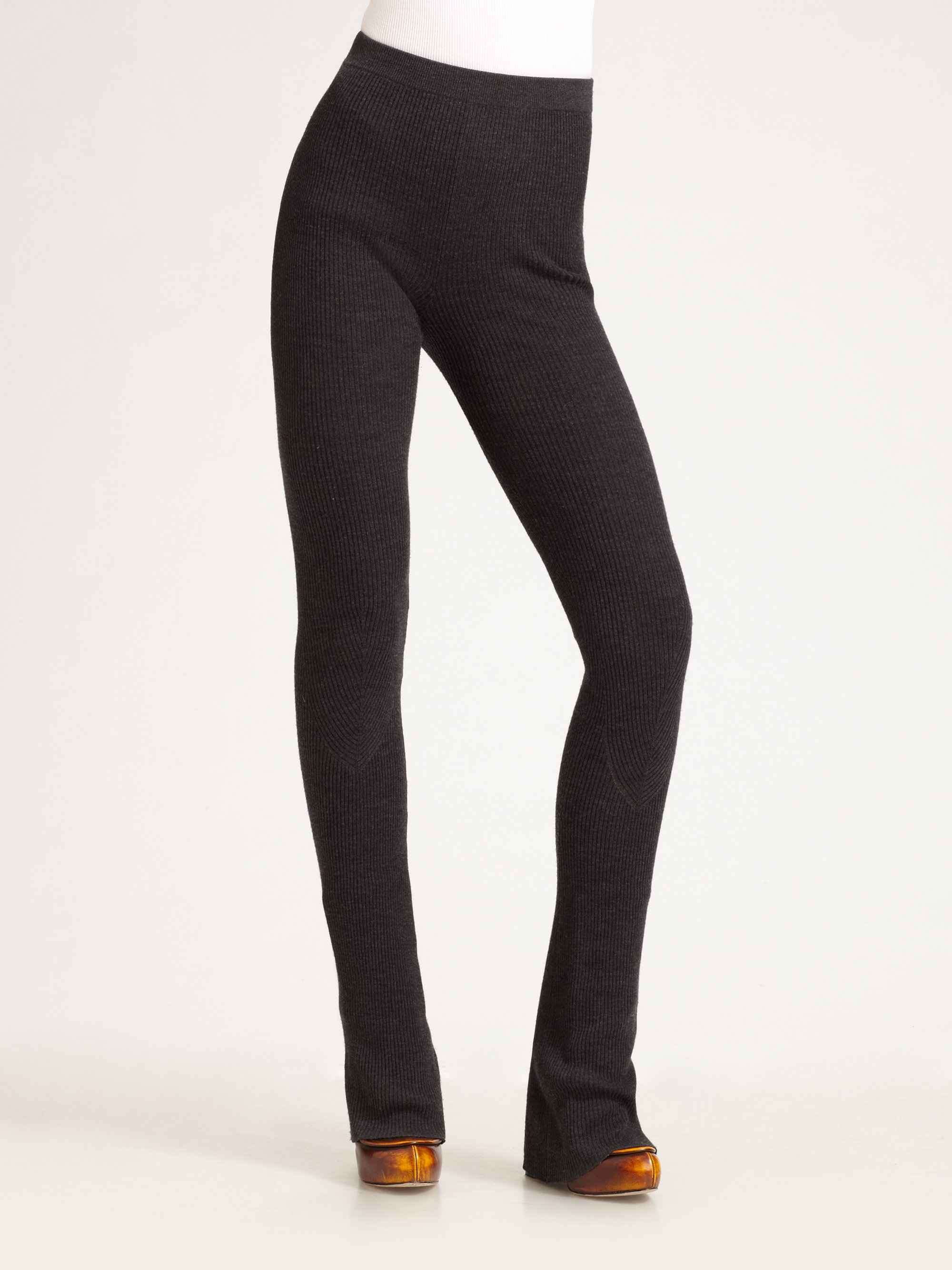 Alexander Wang Merino Wool Rib Knit Leggings in Charcoal (Gray) - Lyst