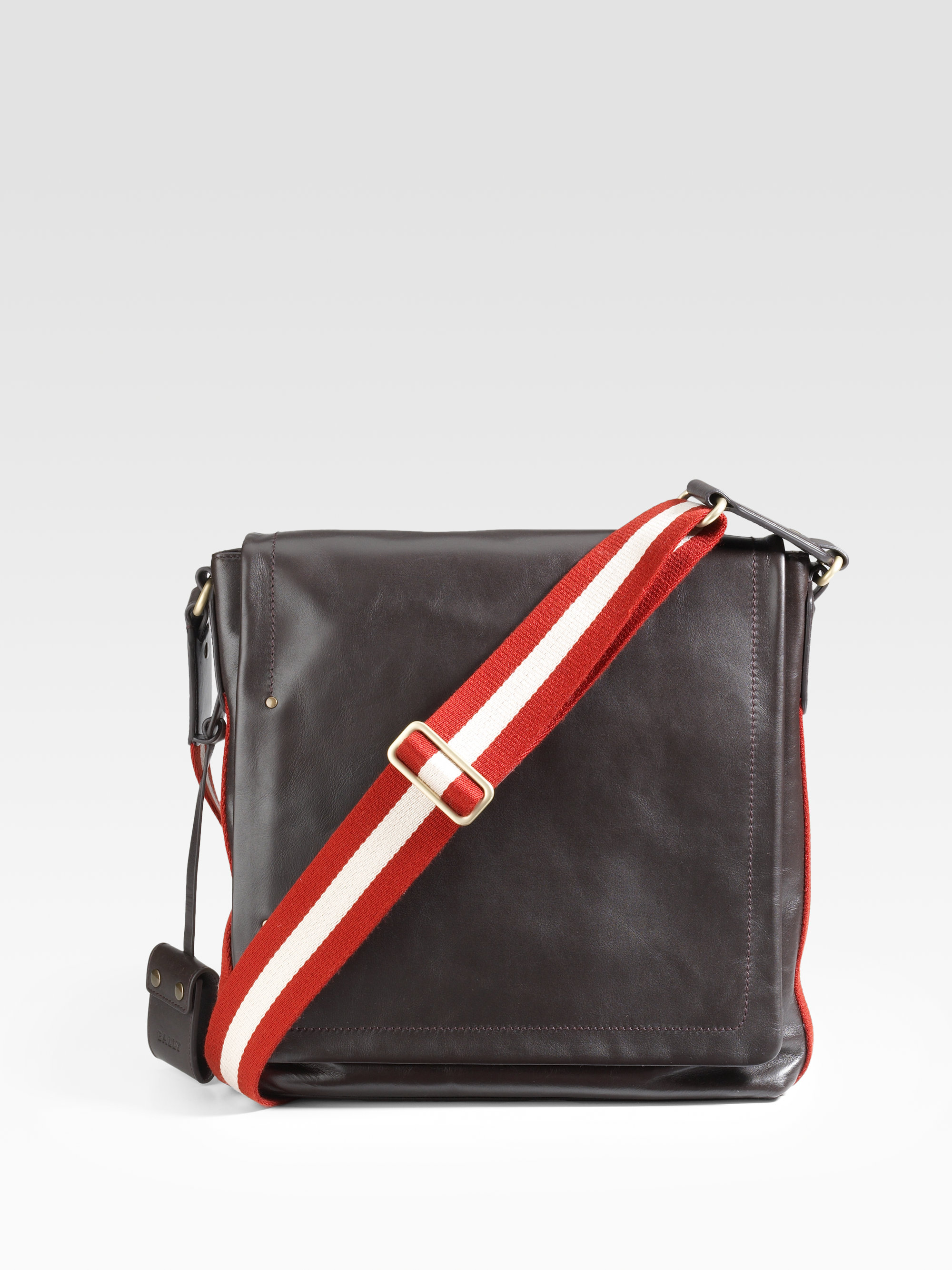 bally leather messenger bag