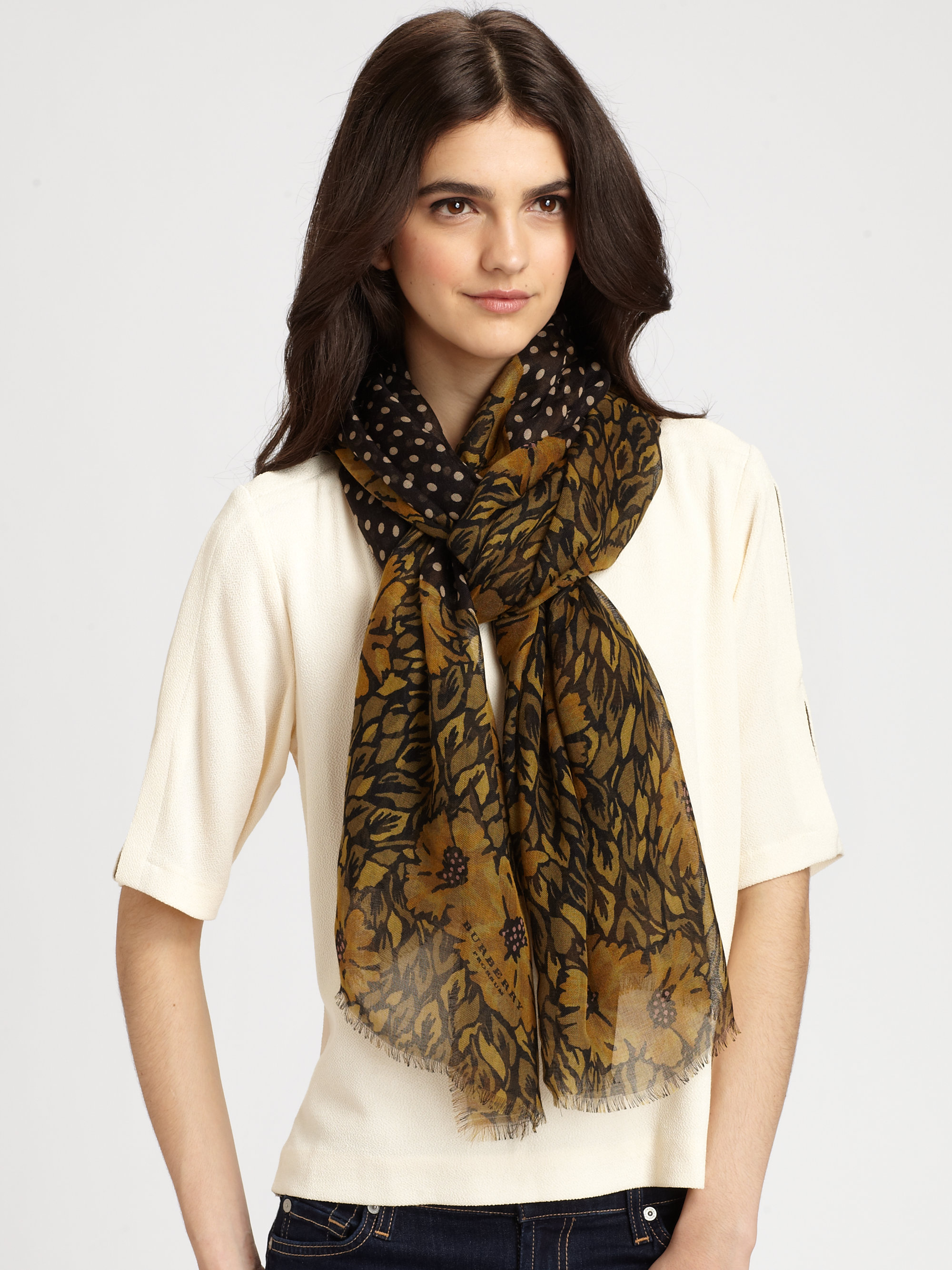 Burberry Patchwork Chartreuse Scarf in Black (black-multi) | Lyst