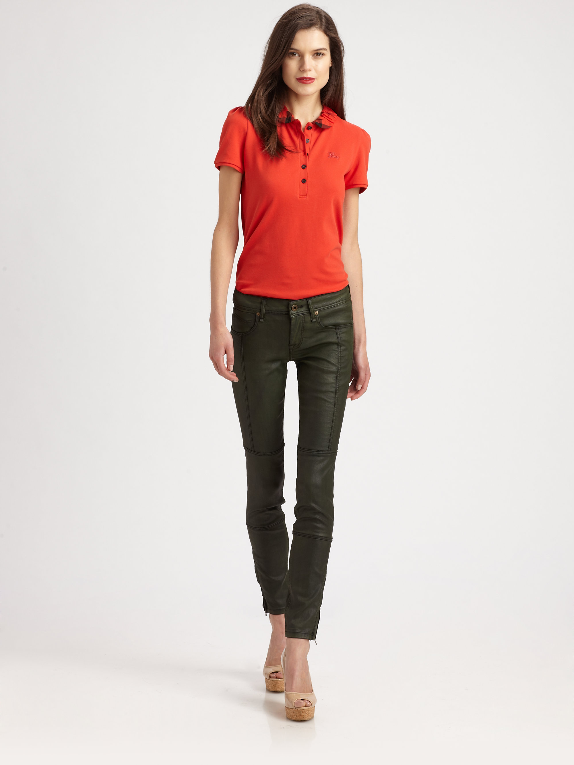 Lyst Burberry Brit Waxed Denim Skinny Jeans in Green