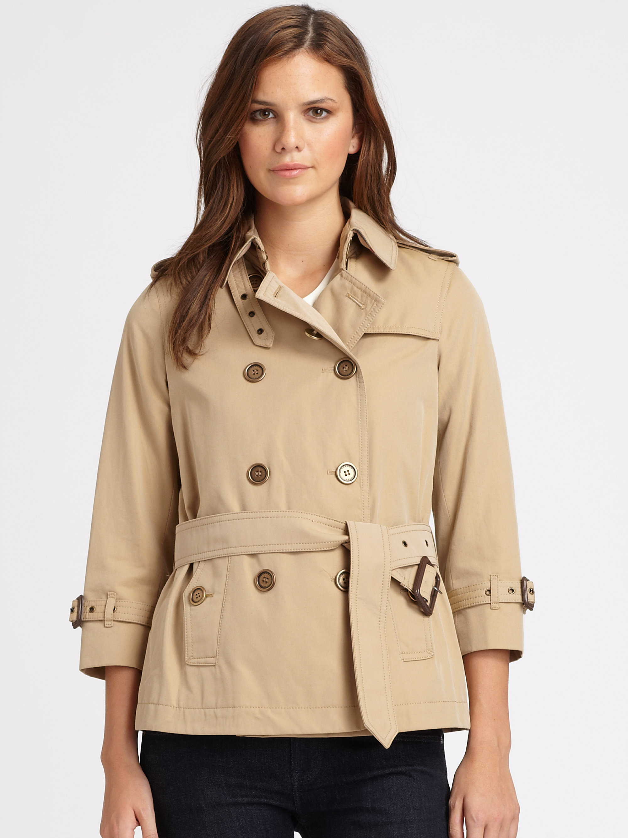 Burberry Brit Broomshire Cropped Trenchcoat in Natural | Lyst