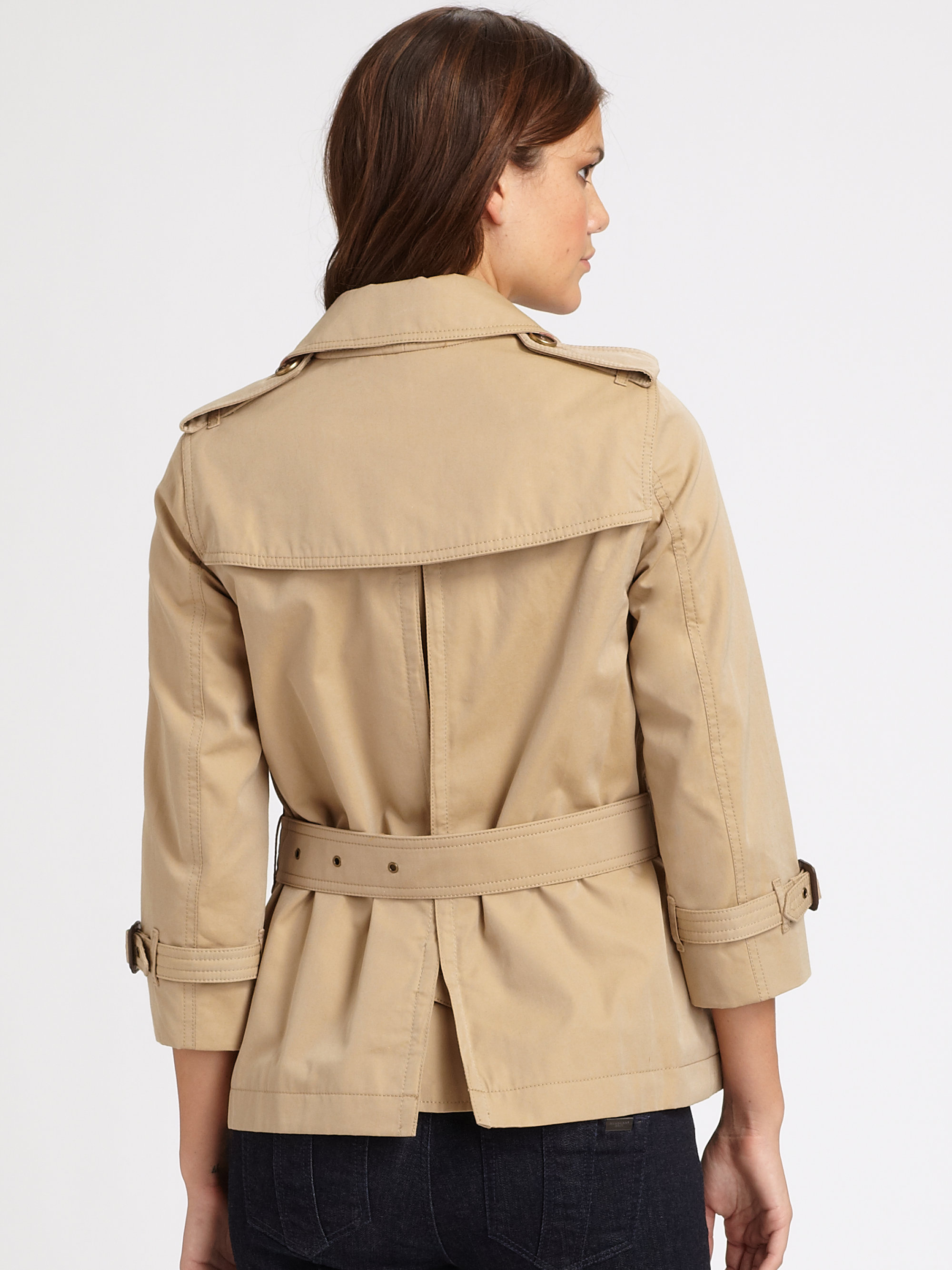 Burberry Brit Broomshire Cropped Trenchcoat in Honey (Natural) | Lyst