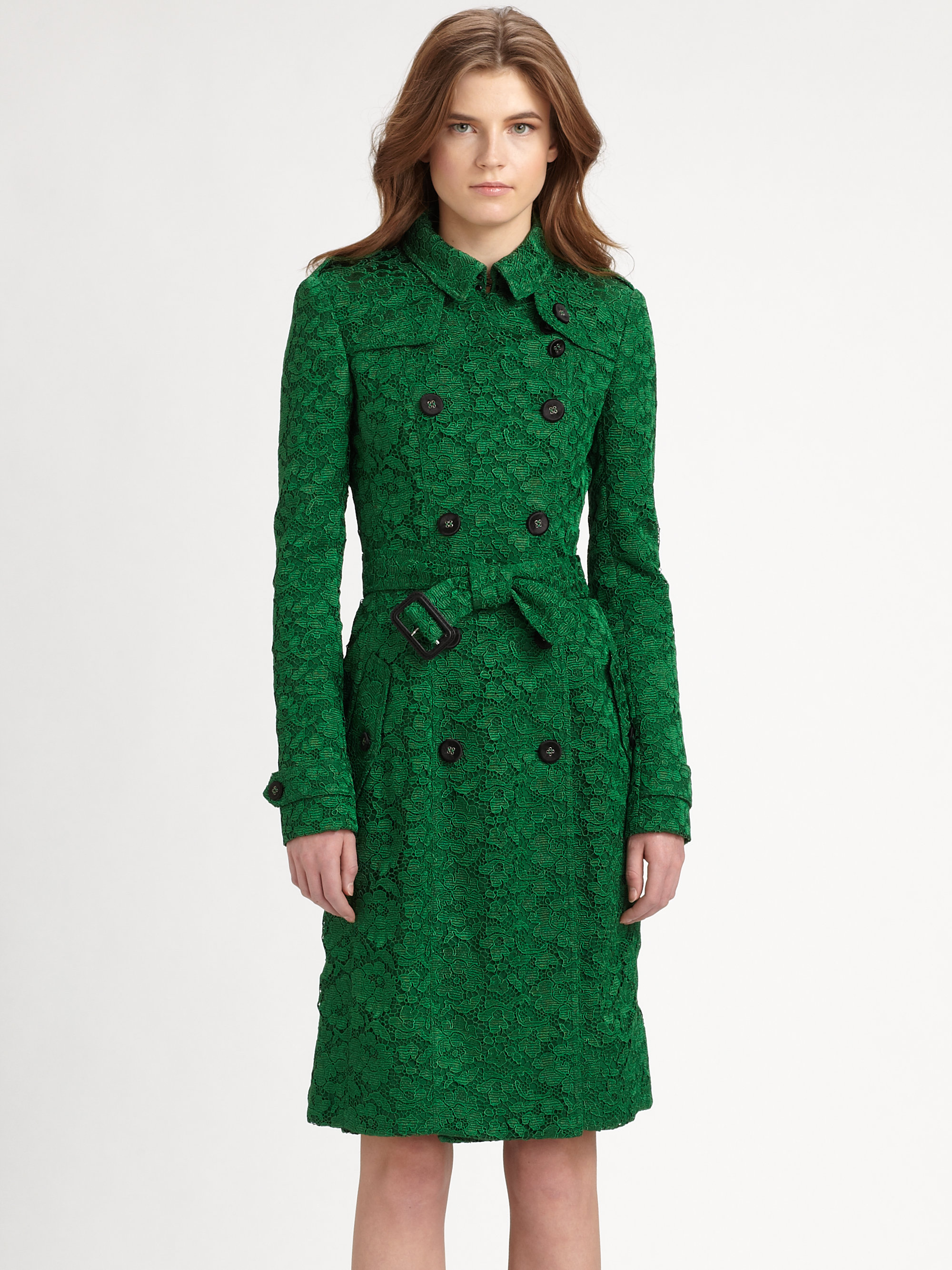 Burberry Prorsum Lace Trenchcoat in Green - Lyst