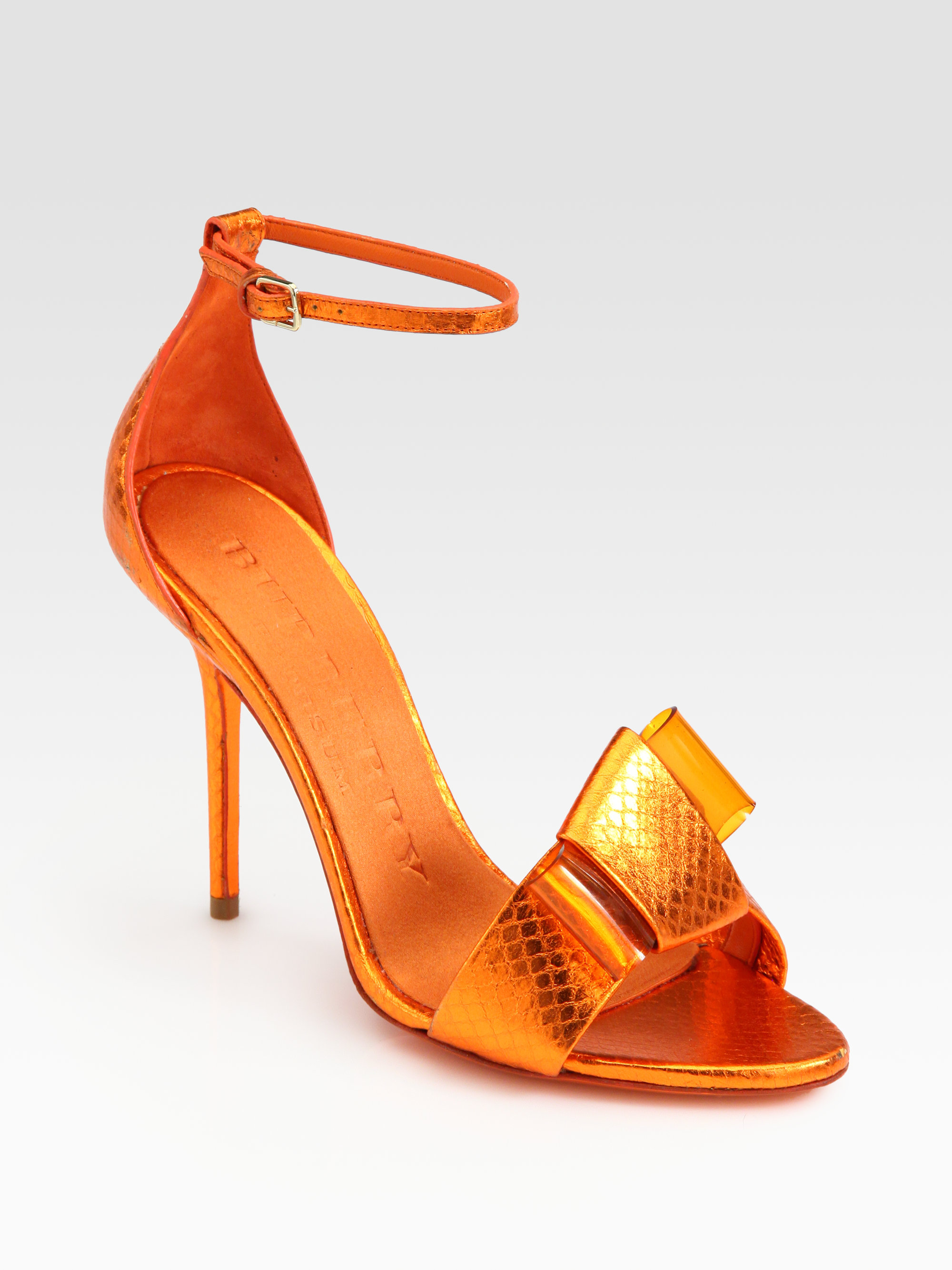 orange sandals with rhinestones
