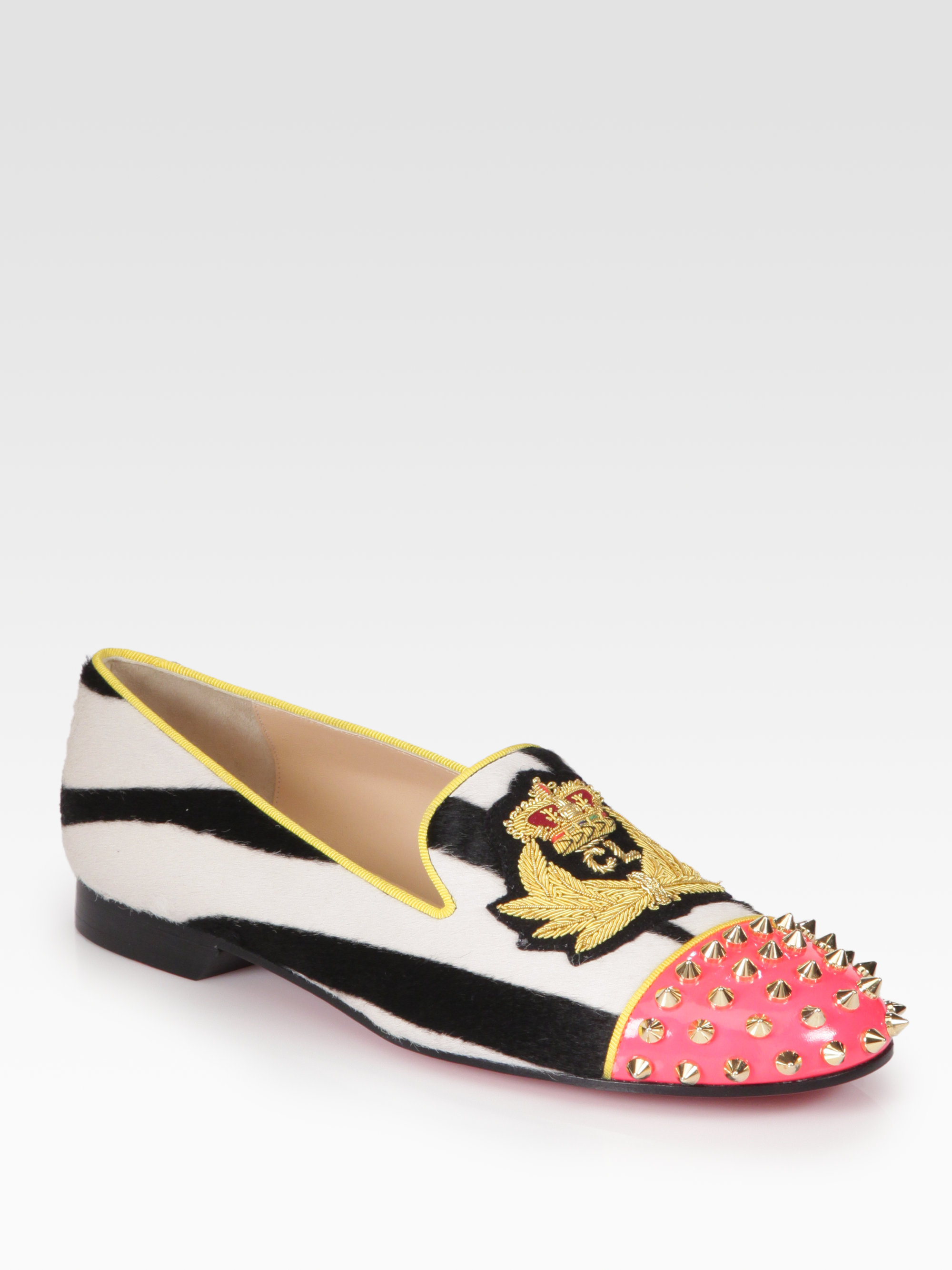 chris louboutin - Christian louboutin Intern Studded Pony Hair Patent Leather ...