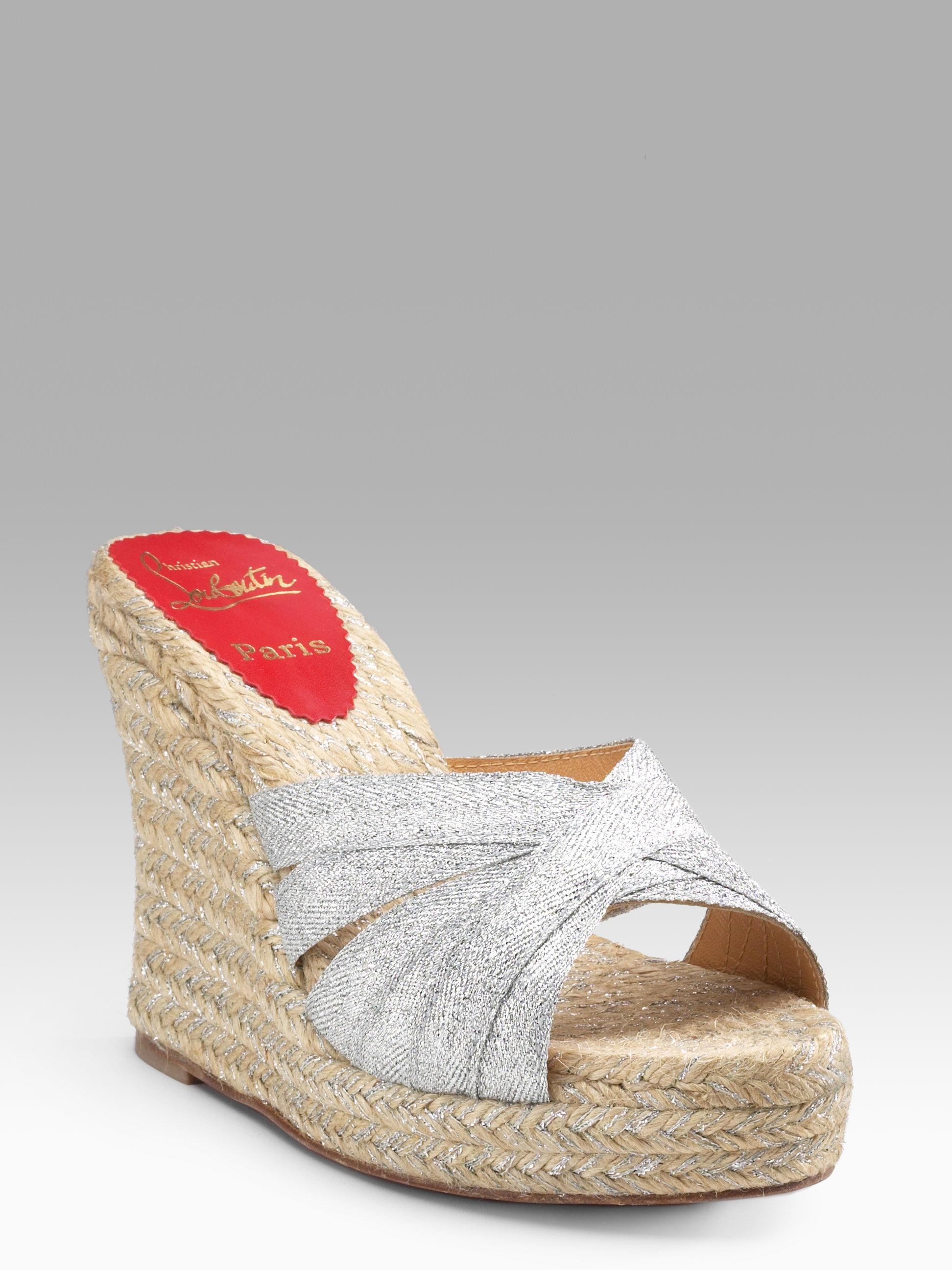 christian louboutin silver wedges