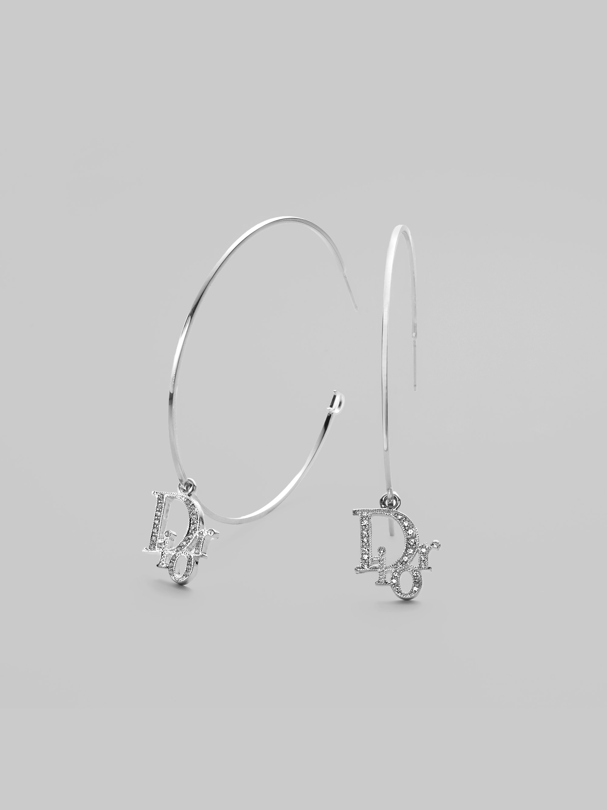Dior Logo Hoop Earrings in Metallic | Lyst
