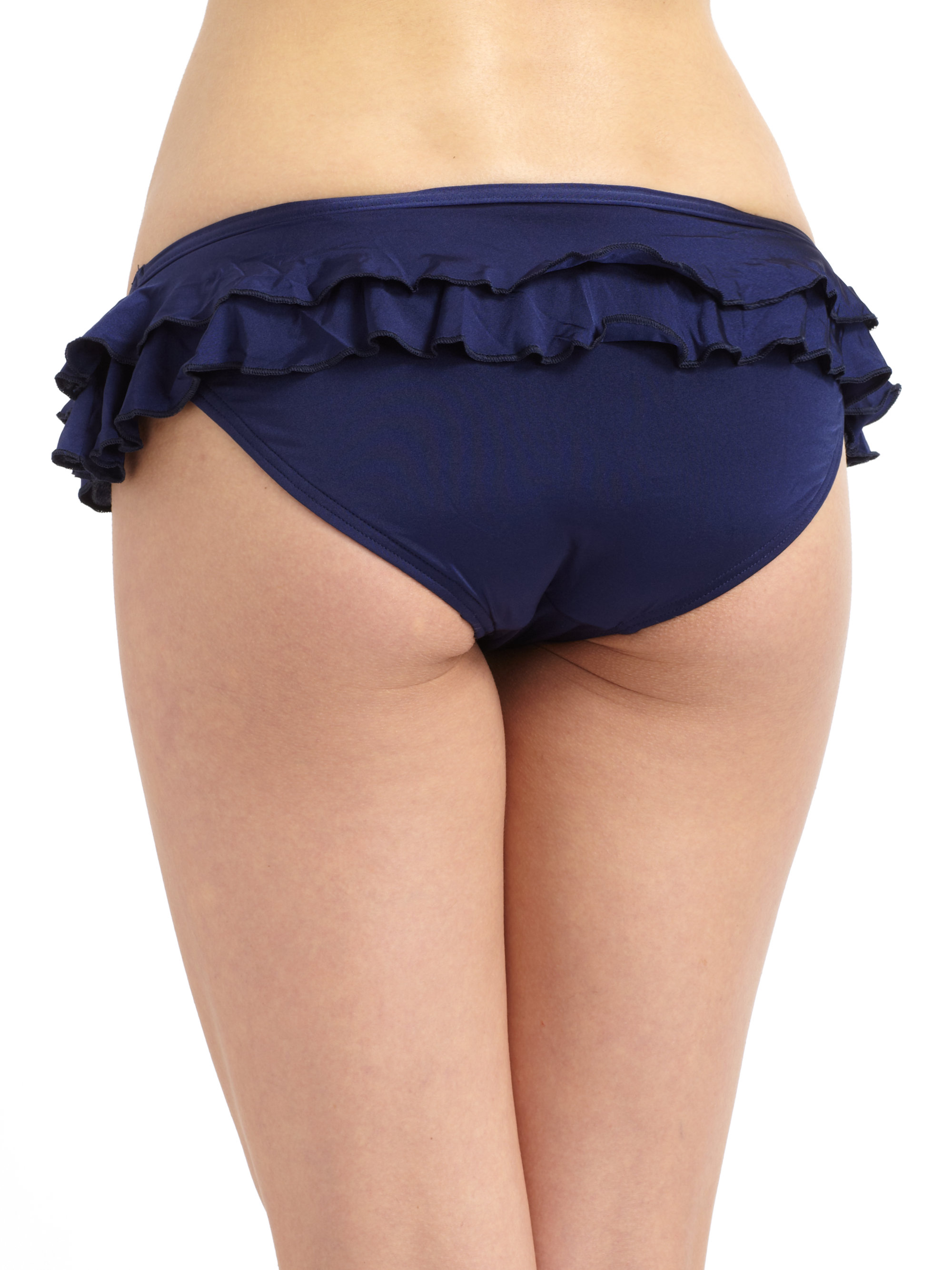 French Connection Frilly Ruffled Bikini Bottom in Navy (Blue) Lyst