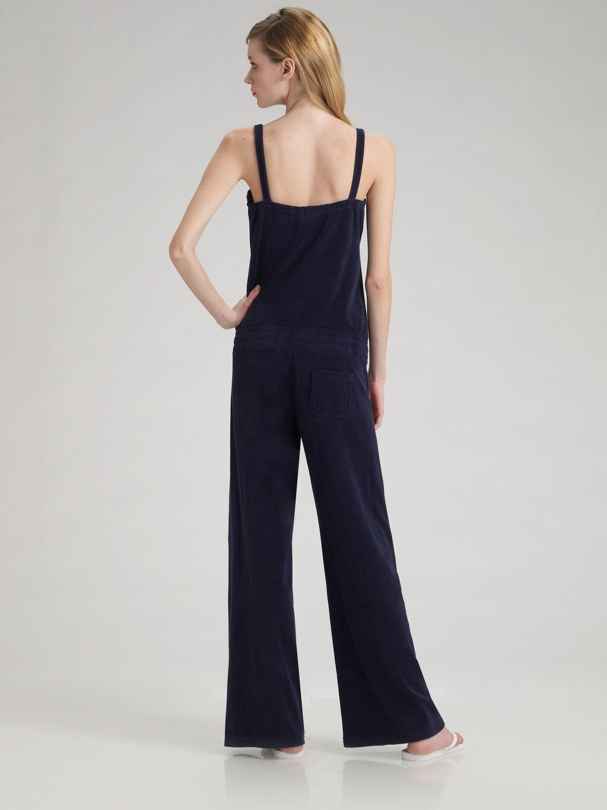 Juicy couture Wideleg Terry Jumpsuit in Blue | Lyst