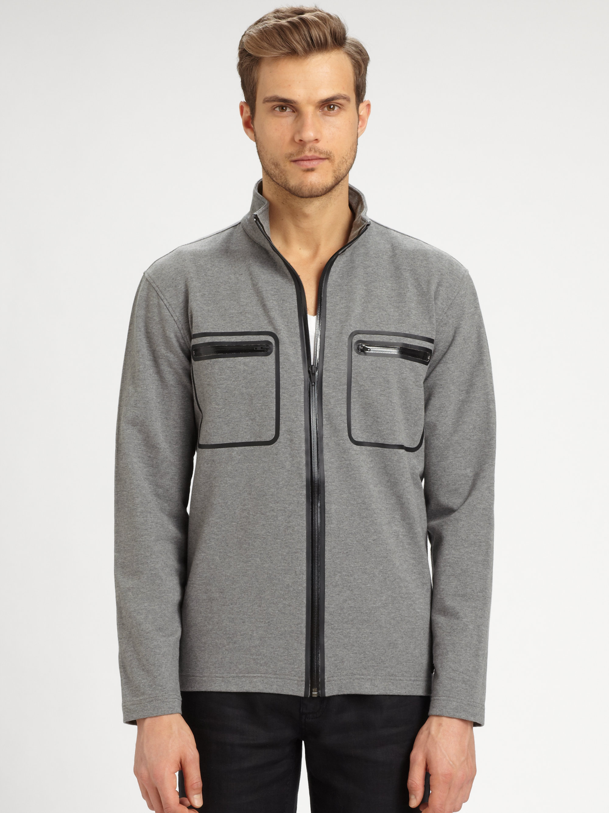 Lyst Michael Kors Zip Up Cotton Jacket in Gray for Men
