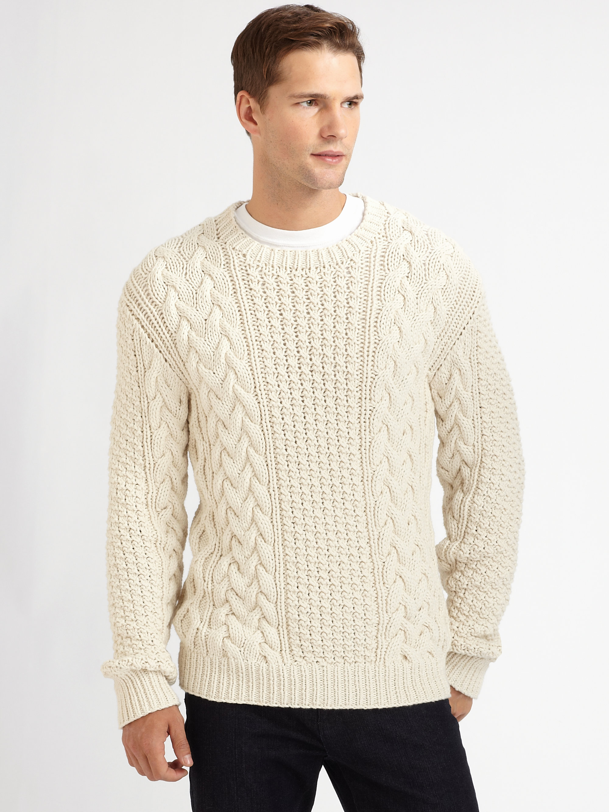 cable crewneck sweater