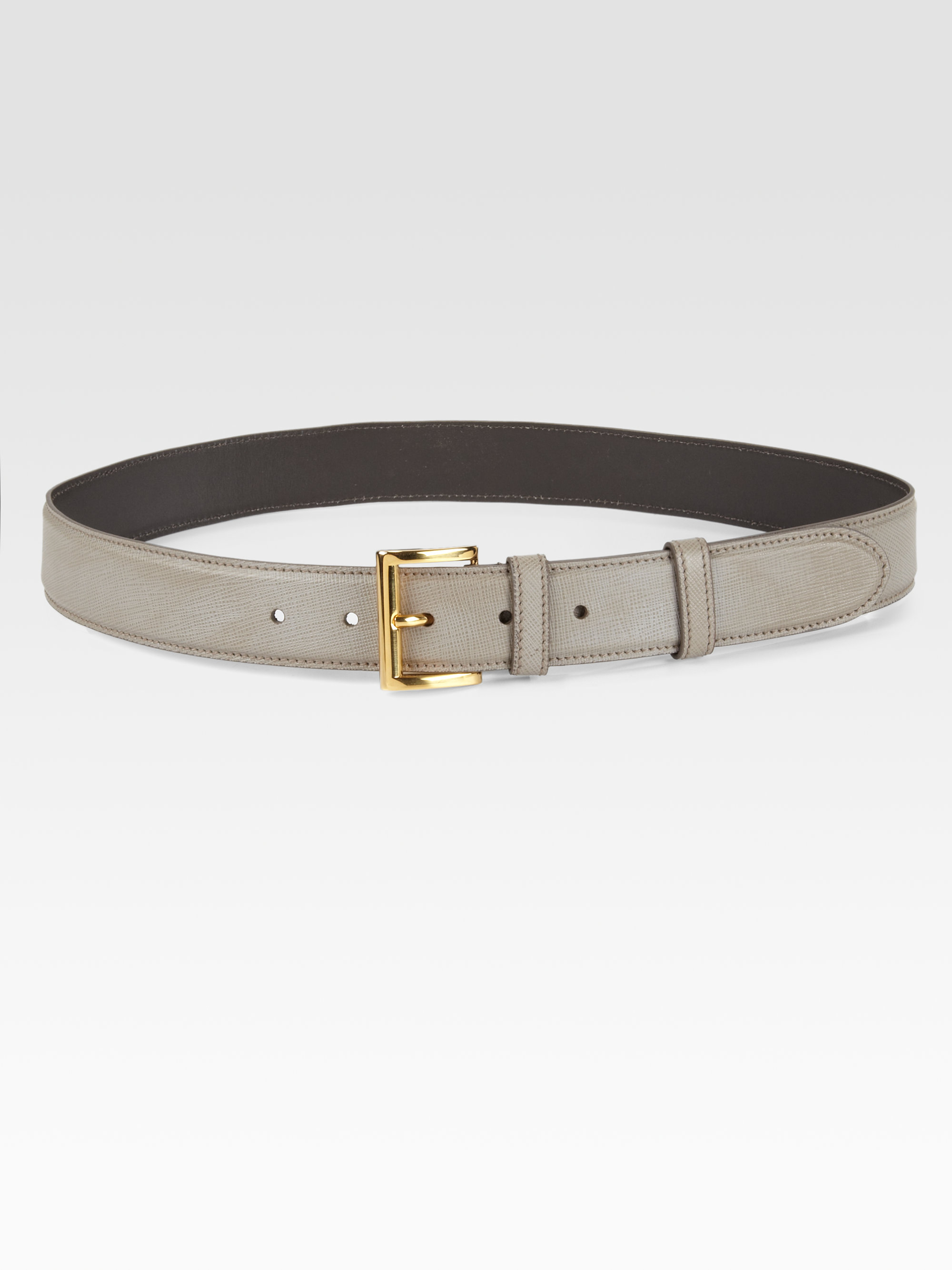 Prada Cinture Leather Belt in Gray (grey) | Lyst  