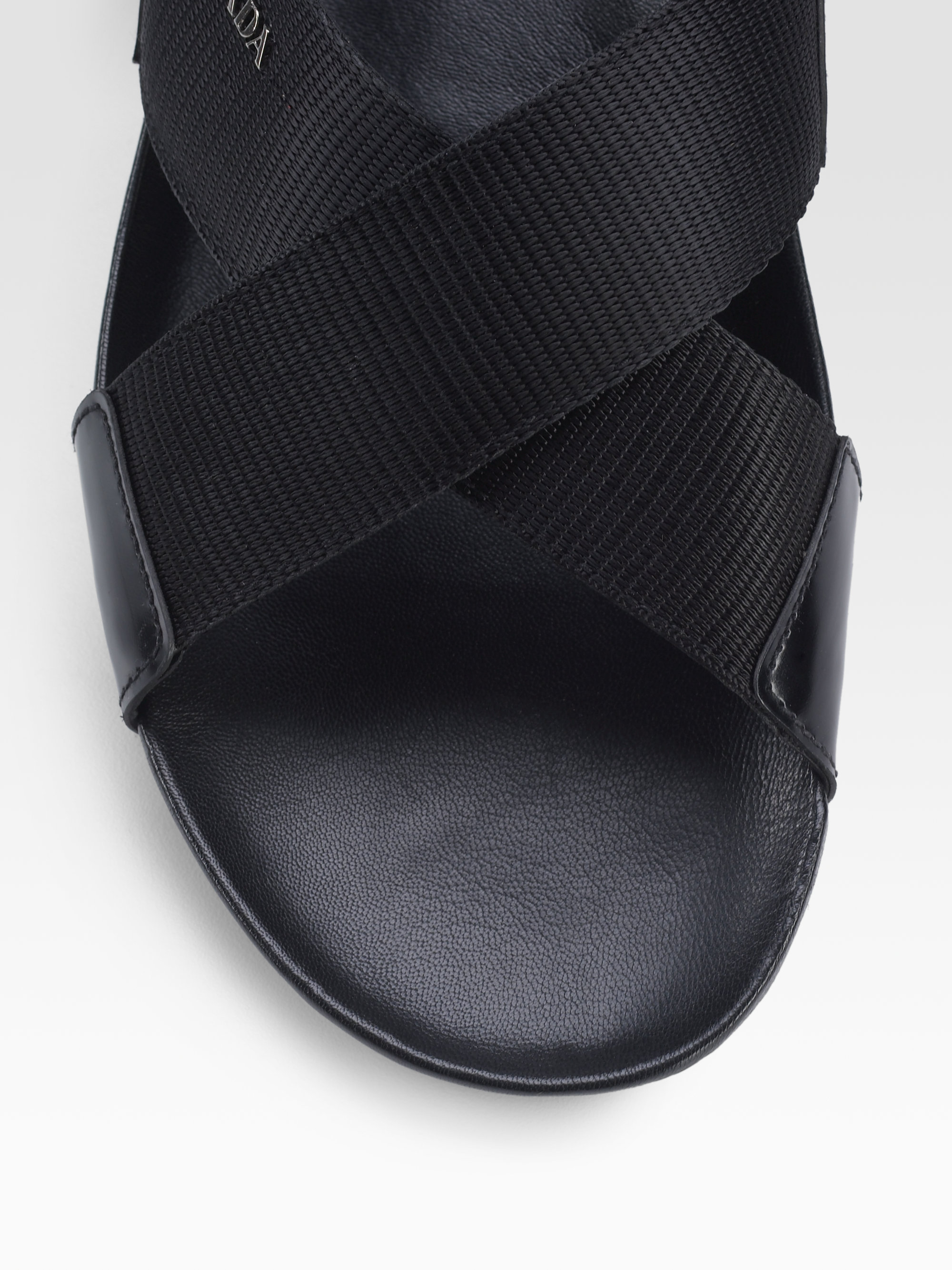 Prada Leather Sandals in Black for Men Lyst