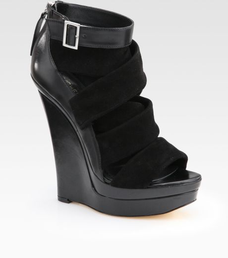 Rachel Zoe Katherine Leather and Suede Wedge Ankle Boots in Black | Lyst
