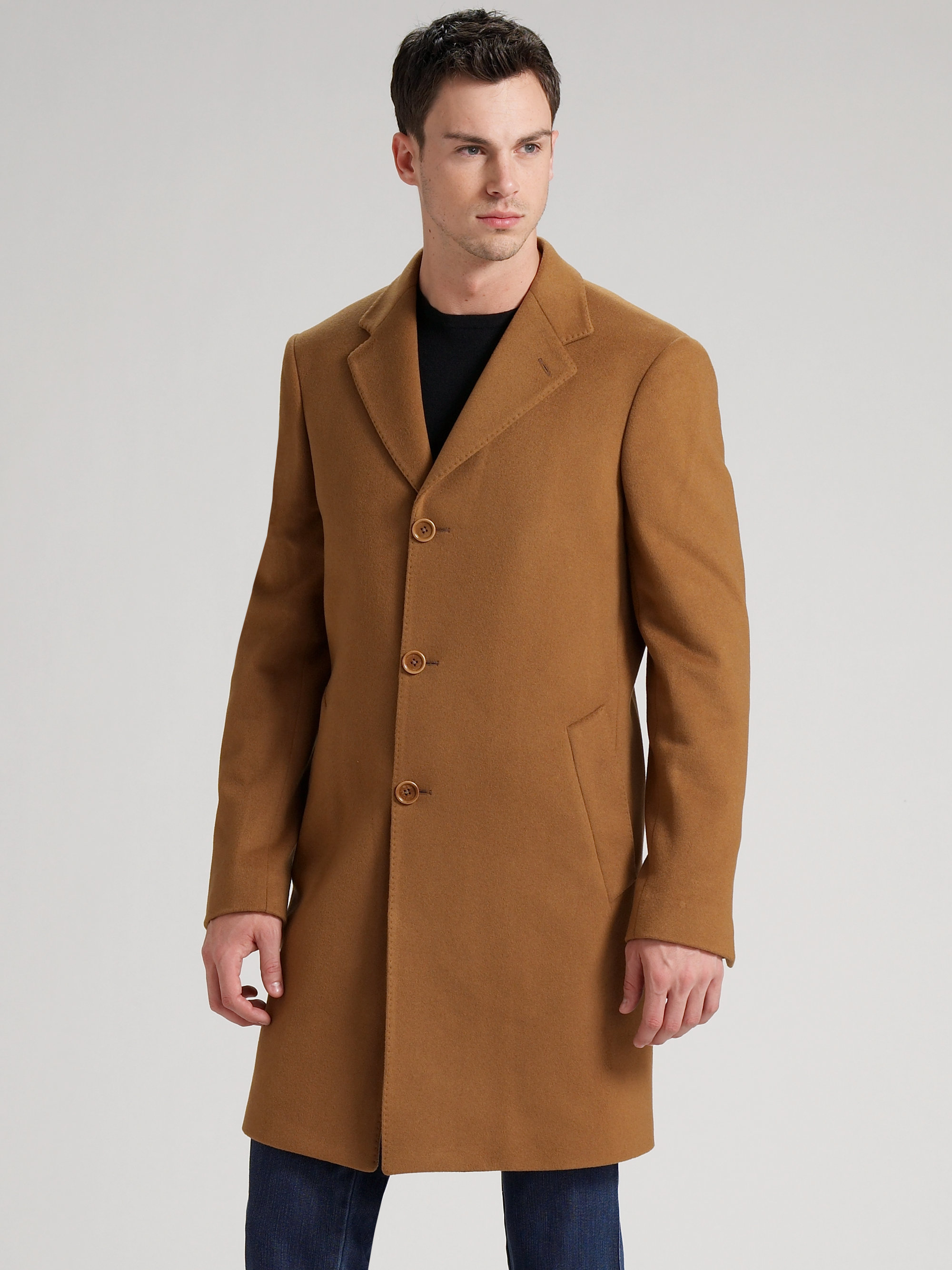 Lyst - Saks Fifth Avenue Cashmere Topcoat in Brown for Men