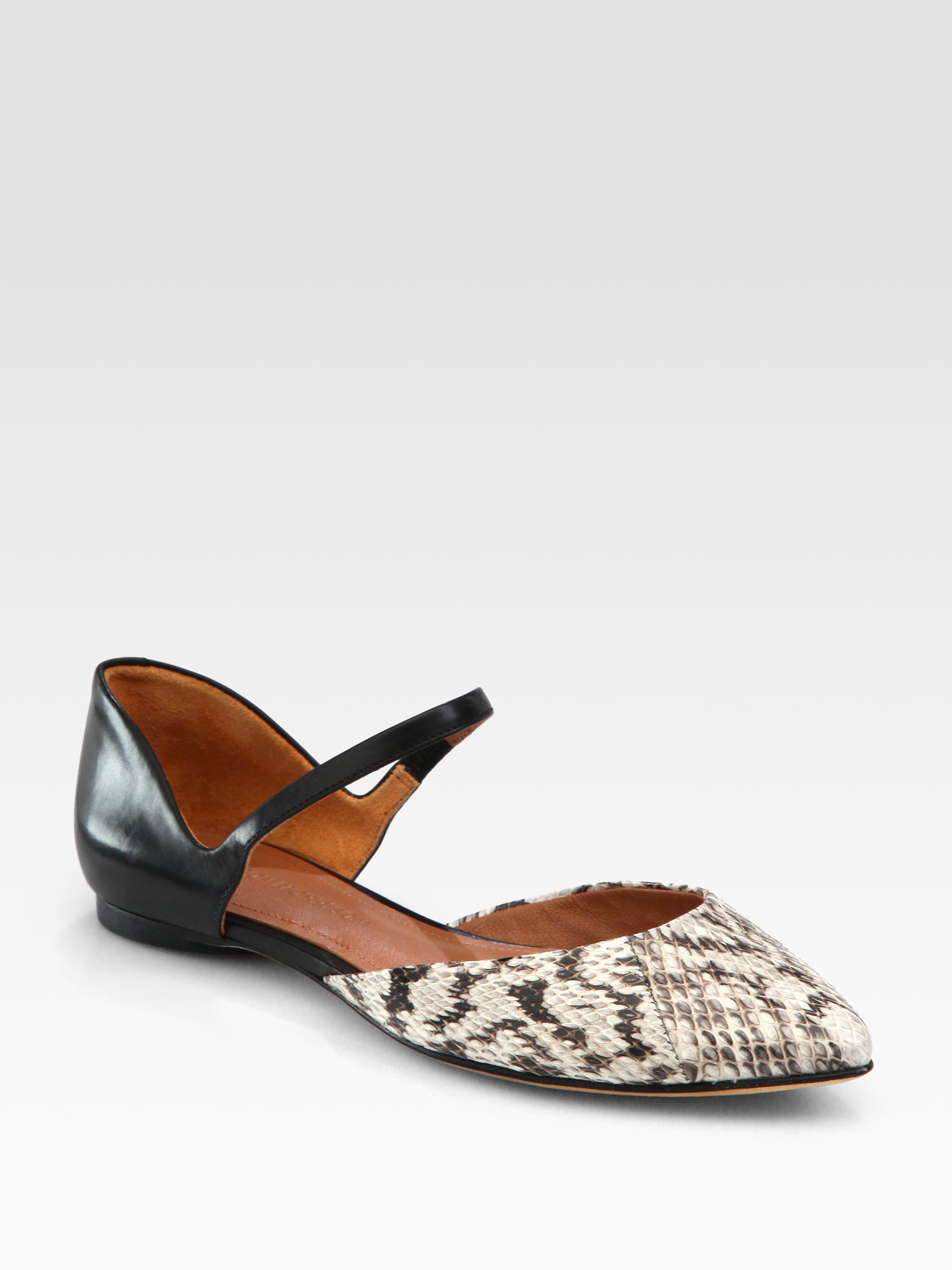 black snakeskin ballet flats