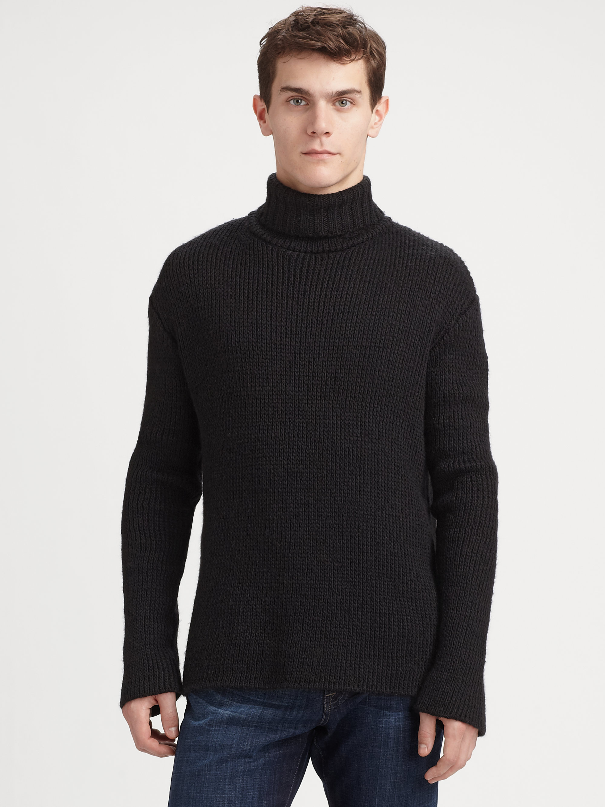 T By Alexander Wang Chunky Turtleneck in Black for Men | Lyst