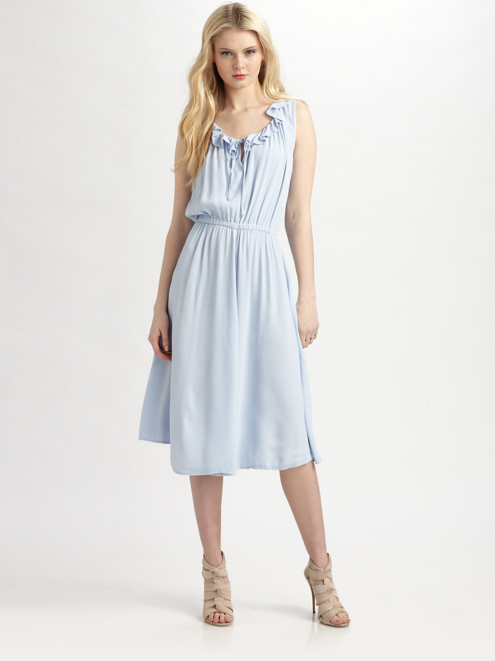 Lyst Textile Elizabeth And James Eva Ruffled Dress In Blue Gallery
