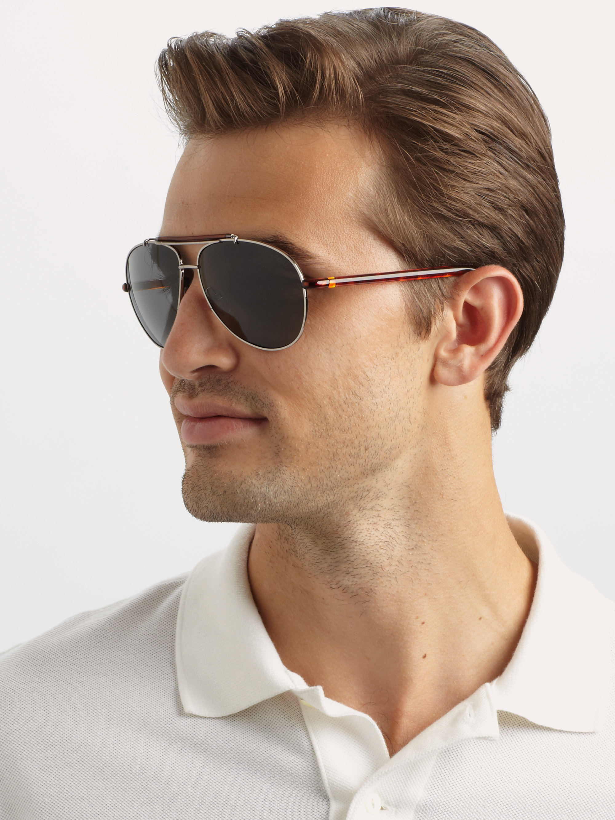 Tom Ford Metal Aviator Sunglasses in Brown for Men | Lyst