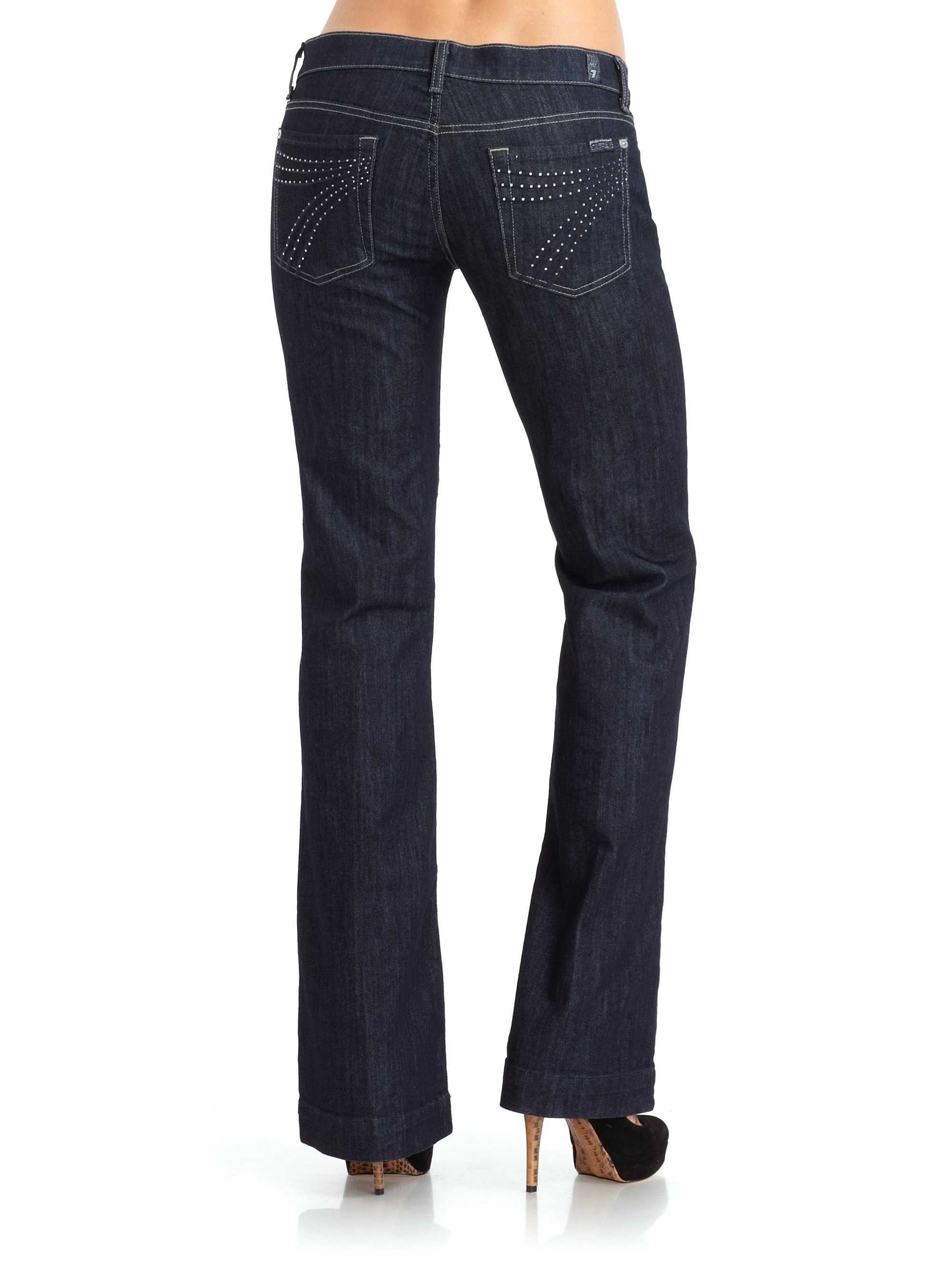 7 For All Mankind Dojo Crystal Pocket Bootcut Jeans in Blue | Lyst