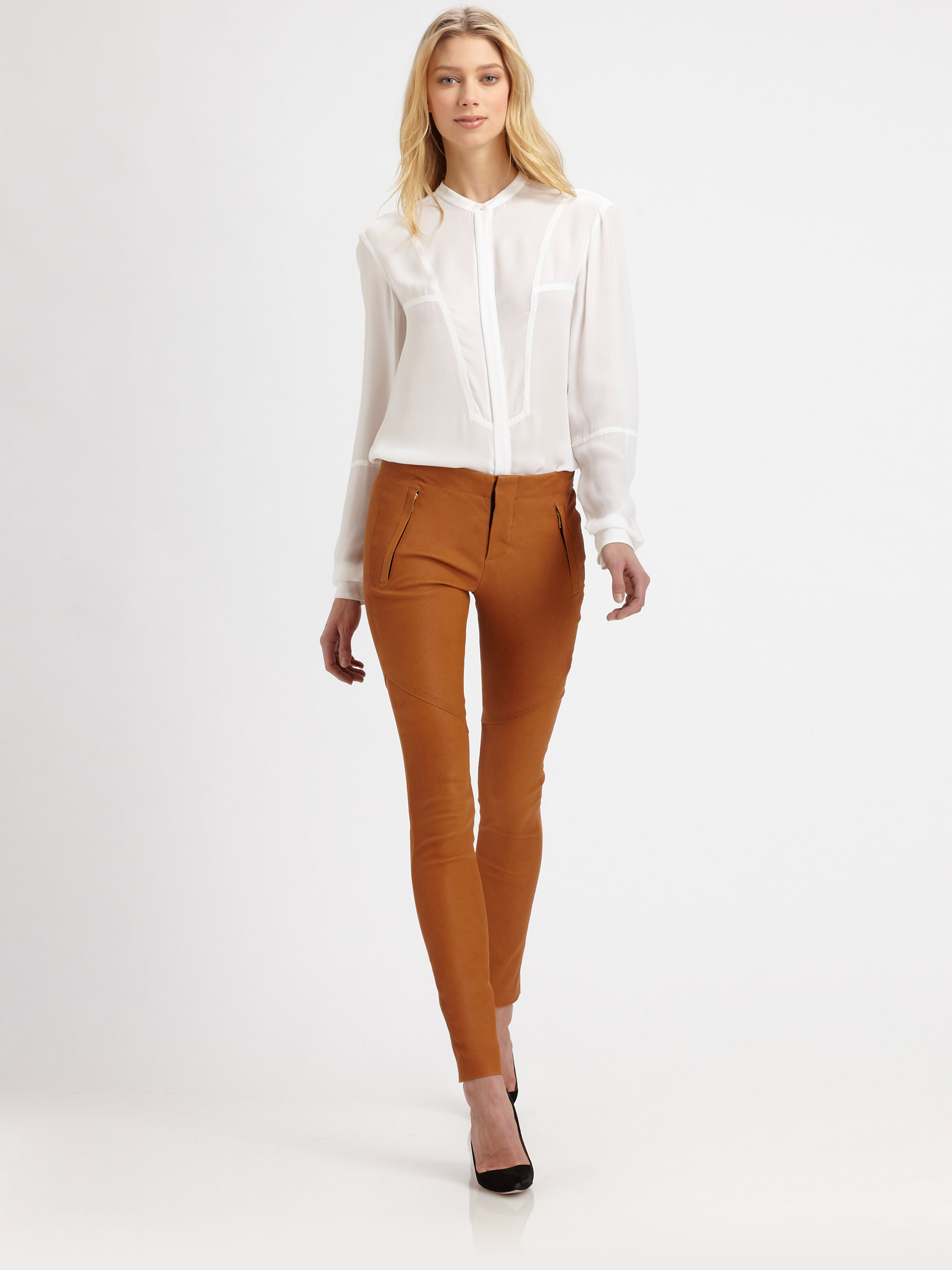 caramel leather pants