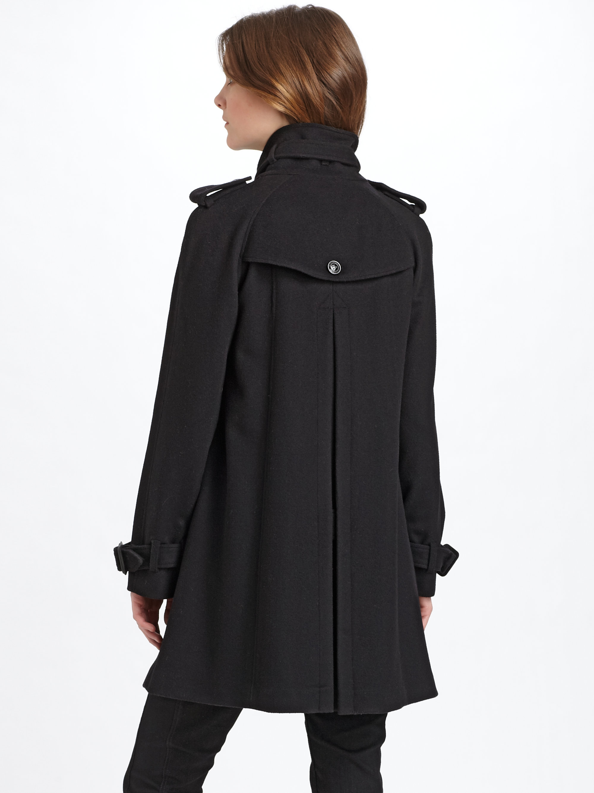 Burberry Wool-cashmere Swing Coat in Black - Lyst