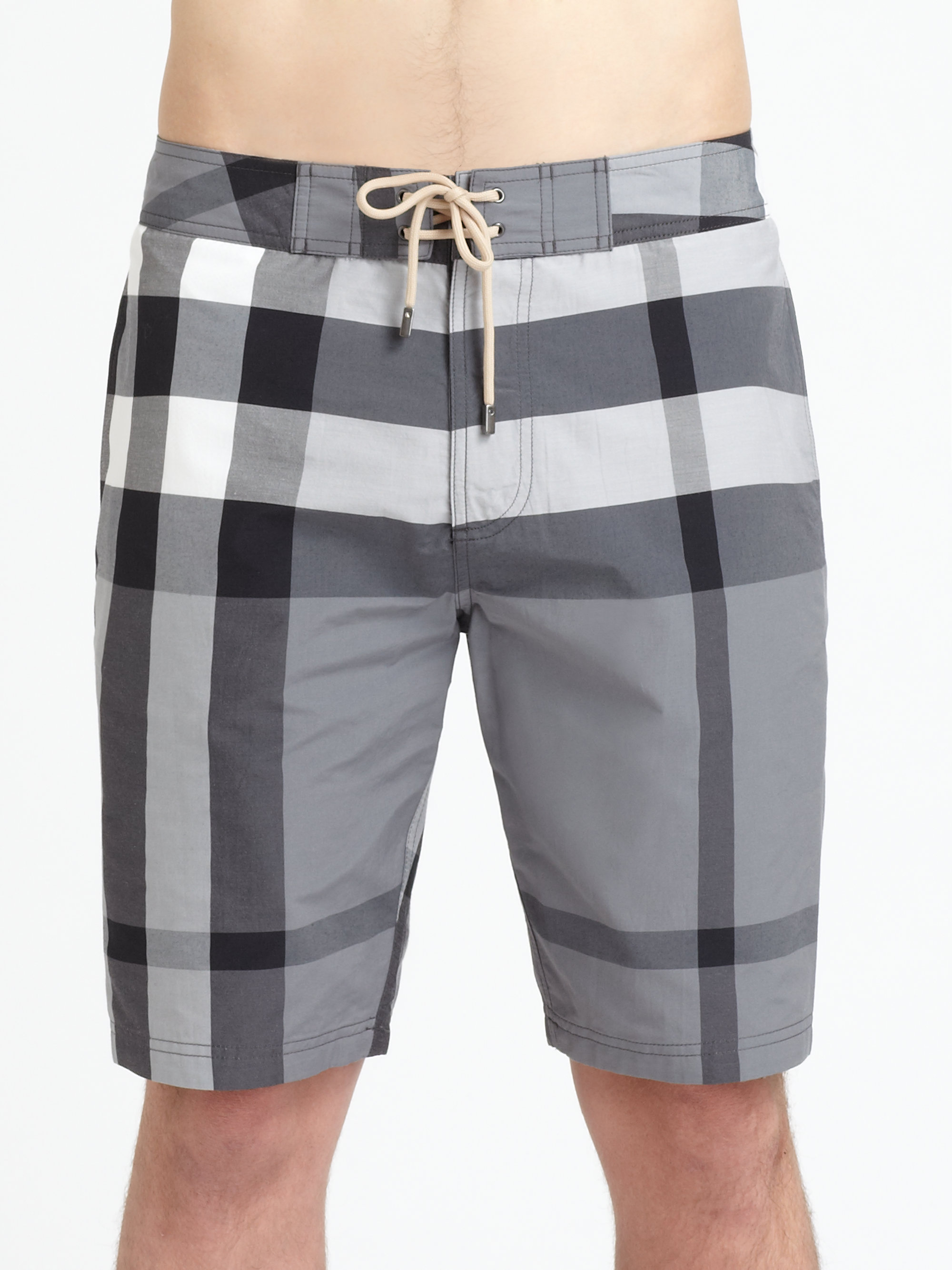 Burberry Brit Laguna Check Swim Trunks in Charcoal (Gray ...