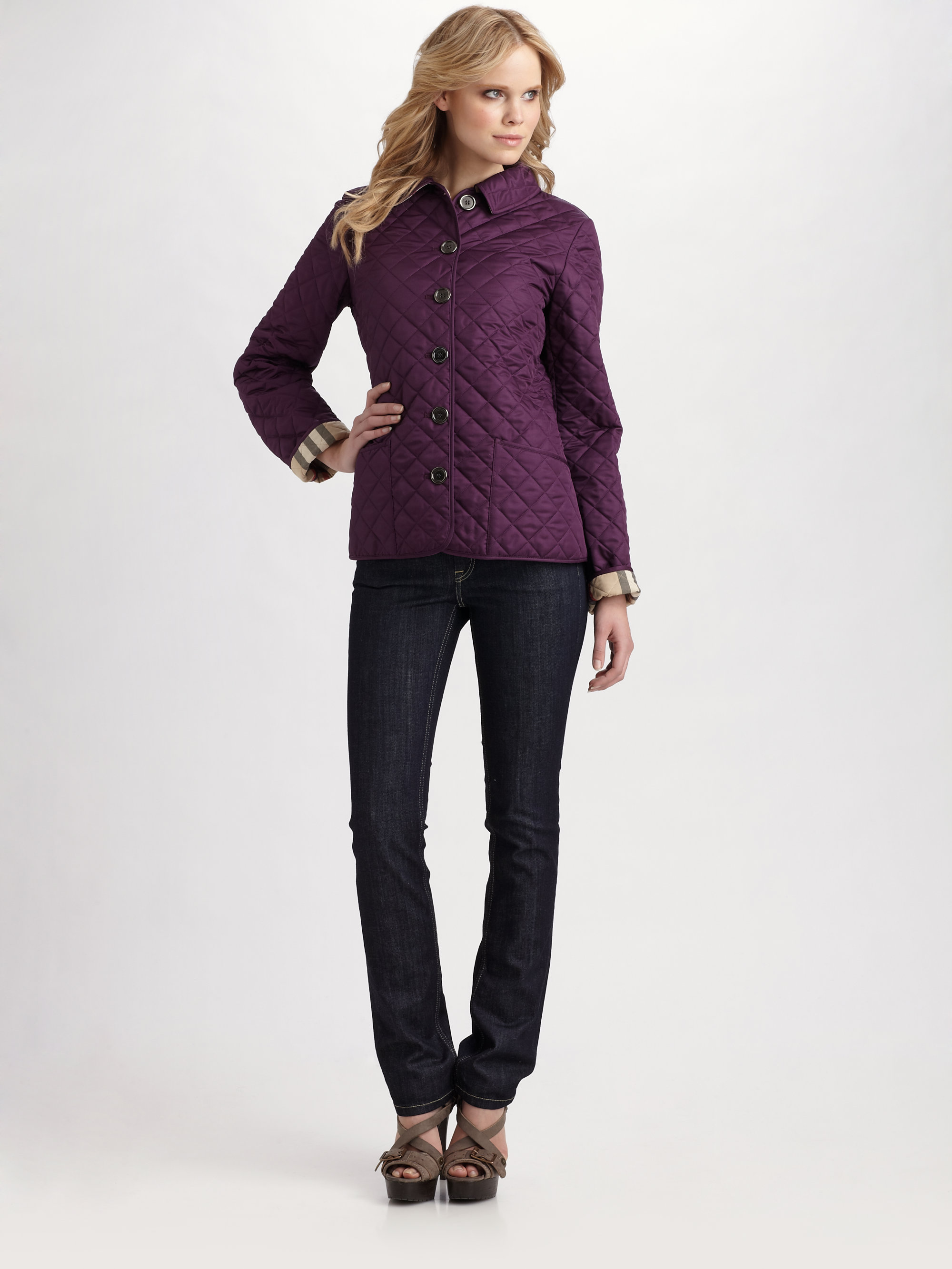 Burberry Brit Westbury Quilted Jacket in Purple | Lyst