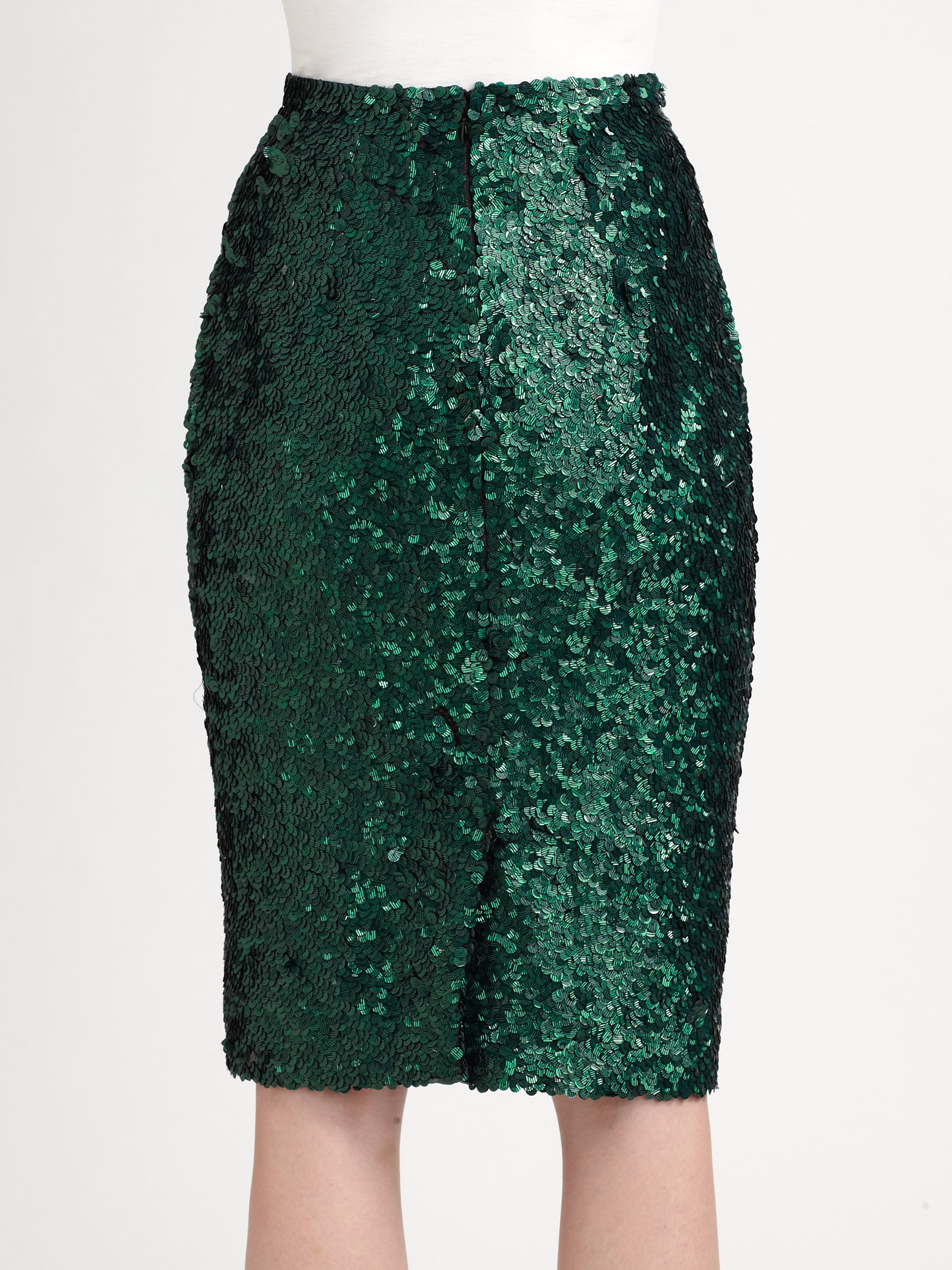 Burberry prorsum Sequined Skirt in Green | Lyst