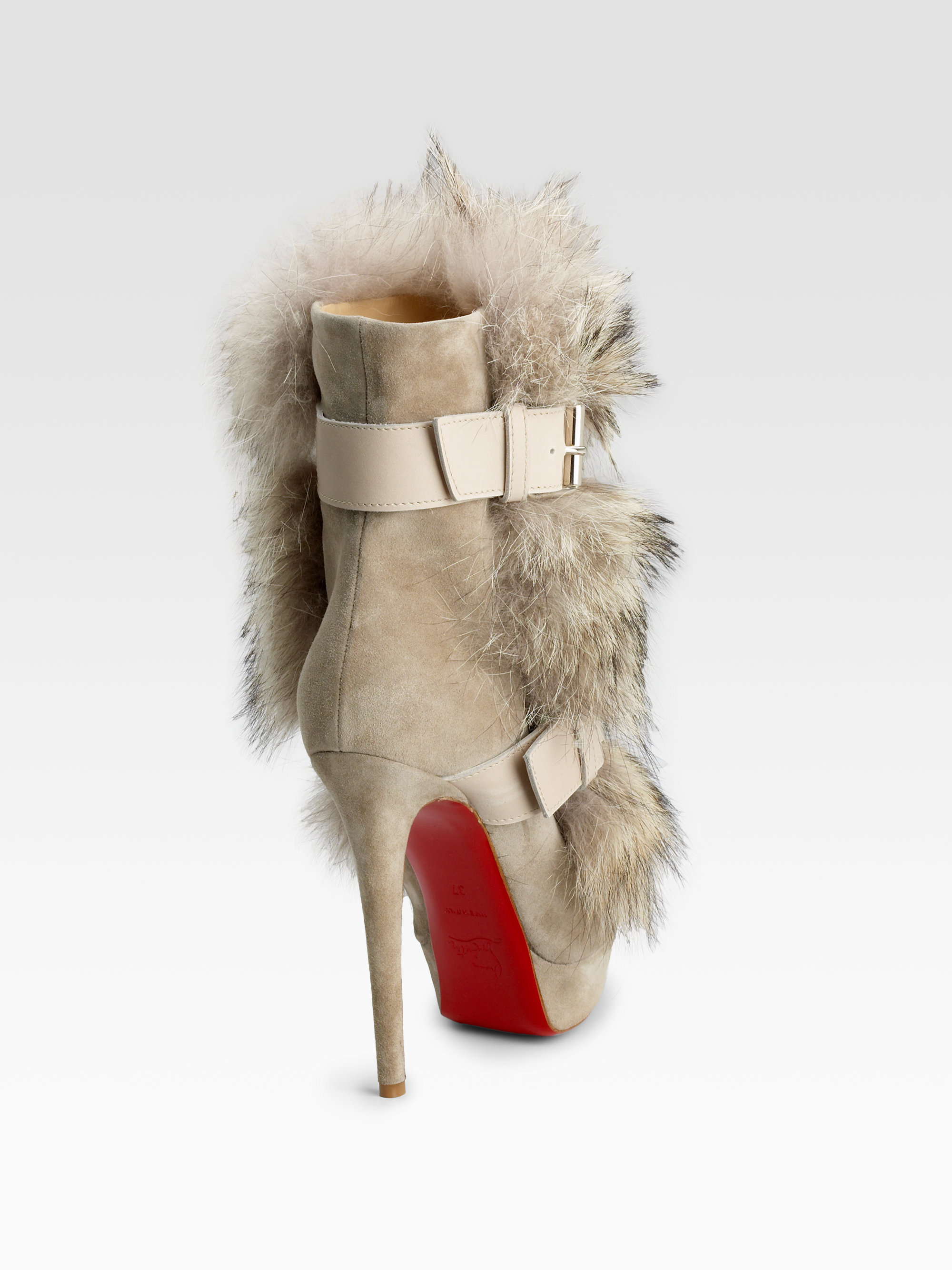 Christian Louboutin Toundra Coyote-fur Trimmed Suede Ankle Boots in ...