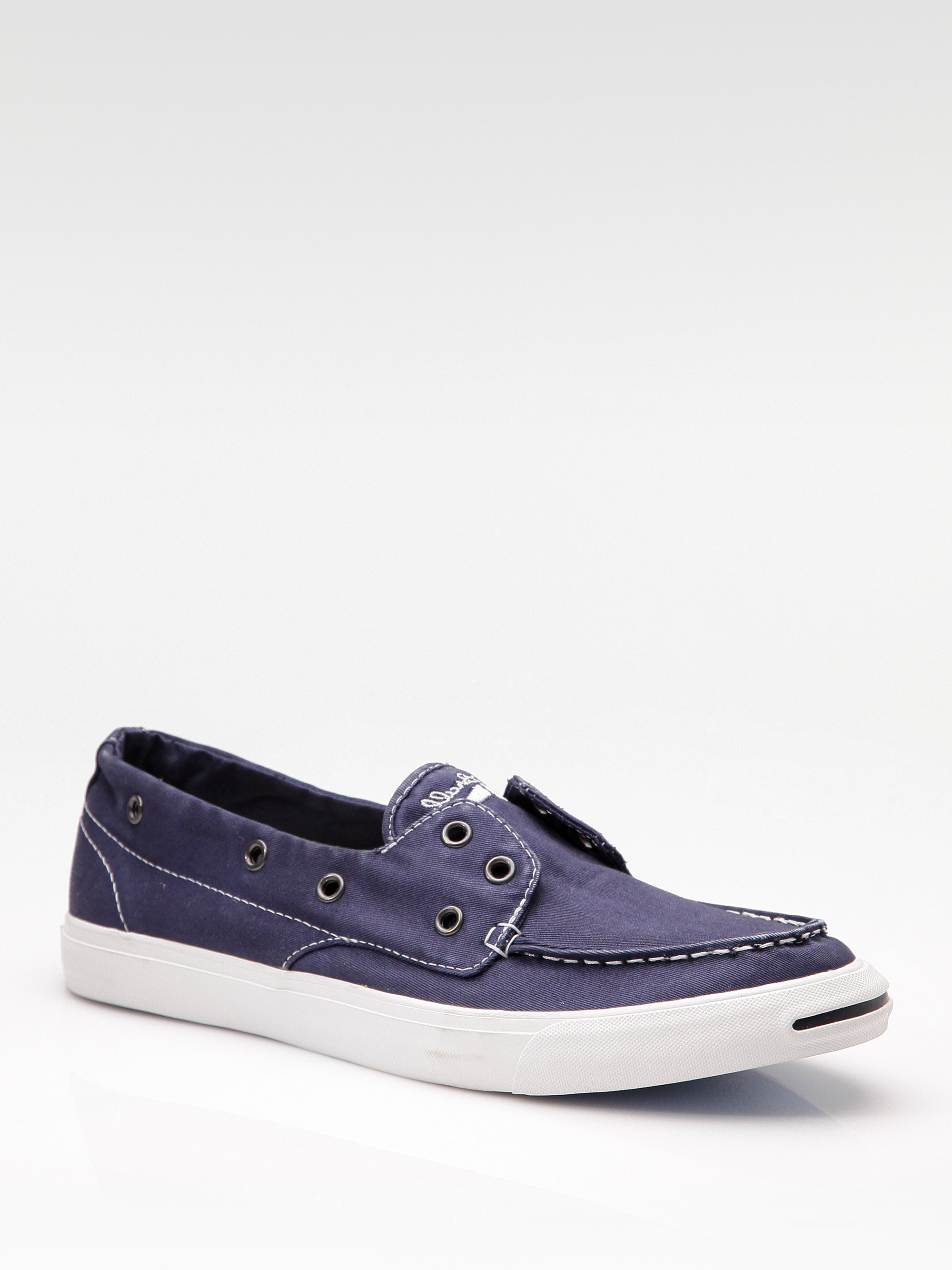 Converse Jack Purcell Twill Boat Shoes in Navy/White (Blue) for Men - Lyst